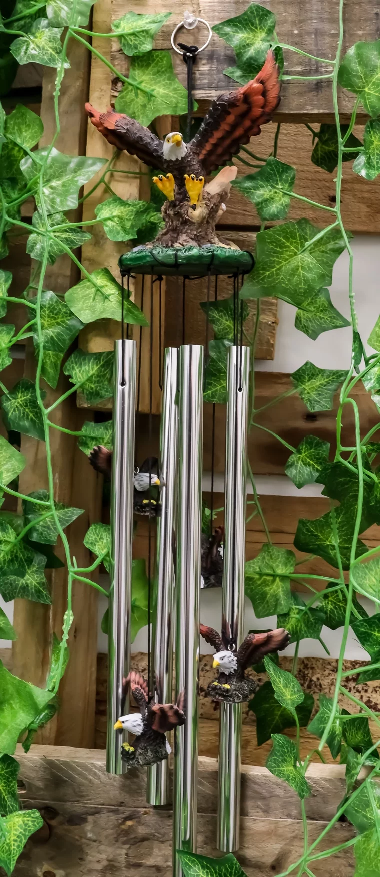 Ebros Colorful American Bald Eagle Spreading Out Its Wings Relaxing Wind Chime