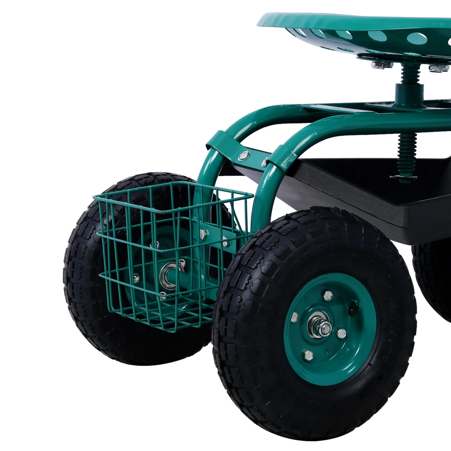 Rolling Garden Scooter Garden Cart Seat with Wheels and Tool Tray  360 Swivel Seat Green
