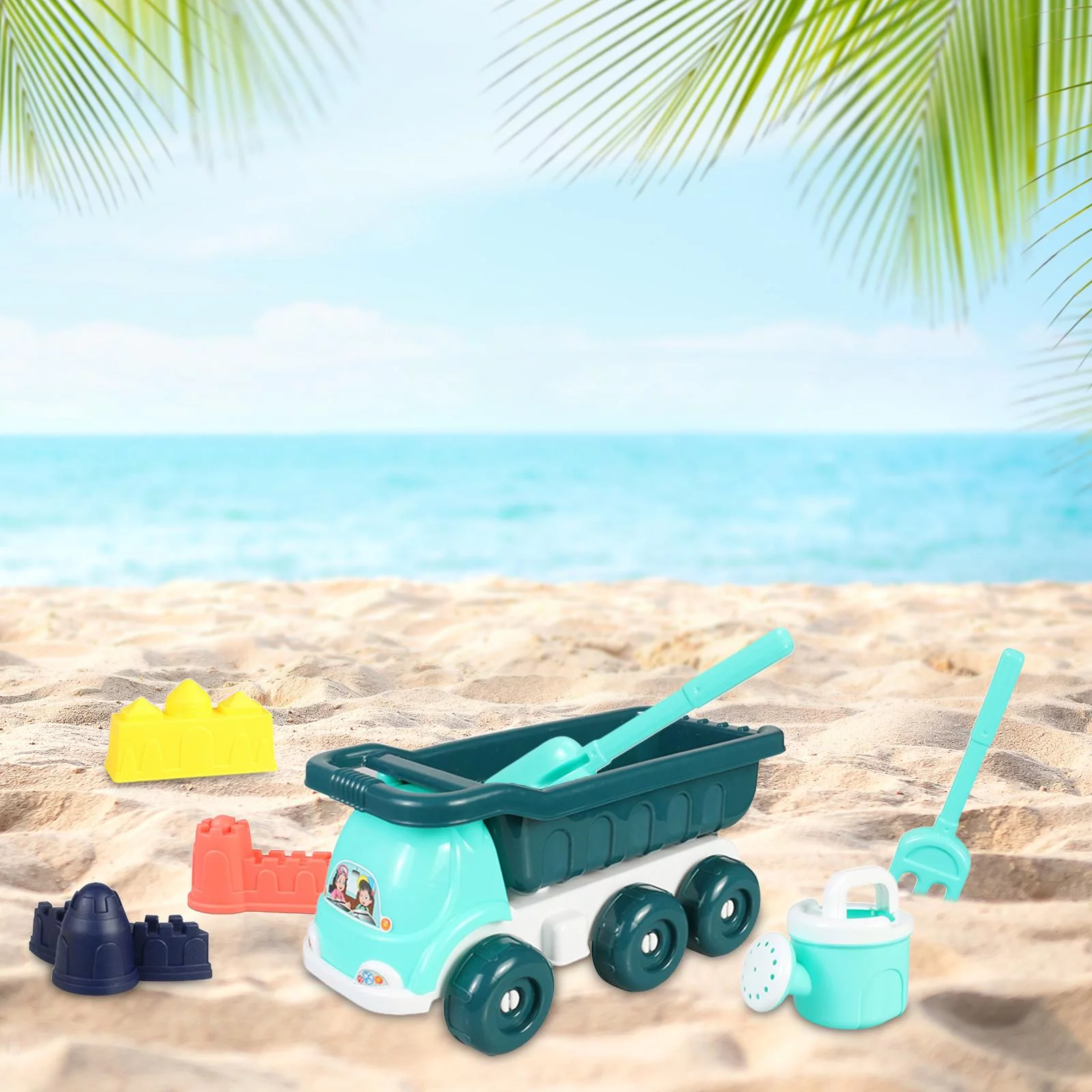 Sand Beach Toys,Kids Beach Sand Toys sand Cart Tools Set,Trolley Bucket Beach Sand Game Toy Set,Family Kids Toddlers sand water Set,beach baby sand Sandpit Digging Sand,Innovative Outside Blue