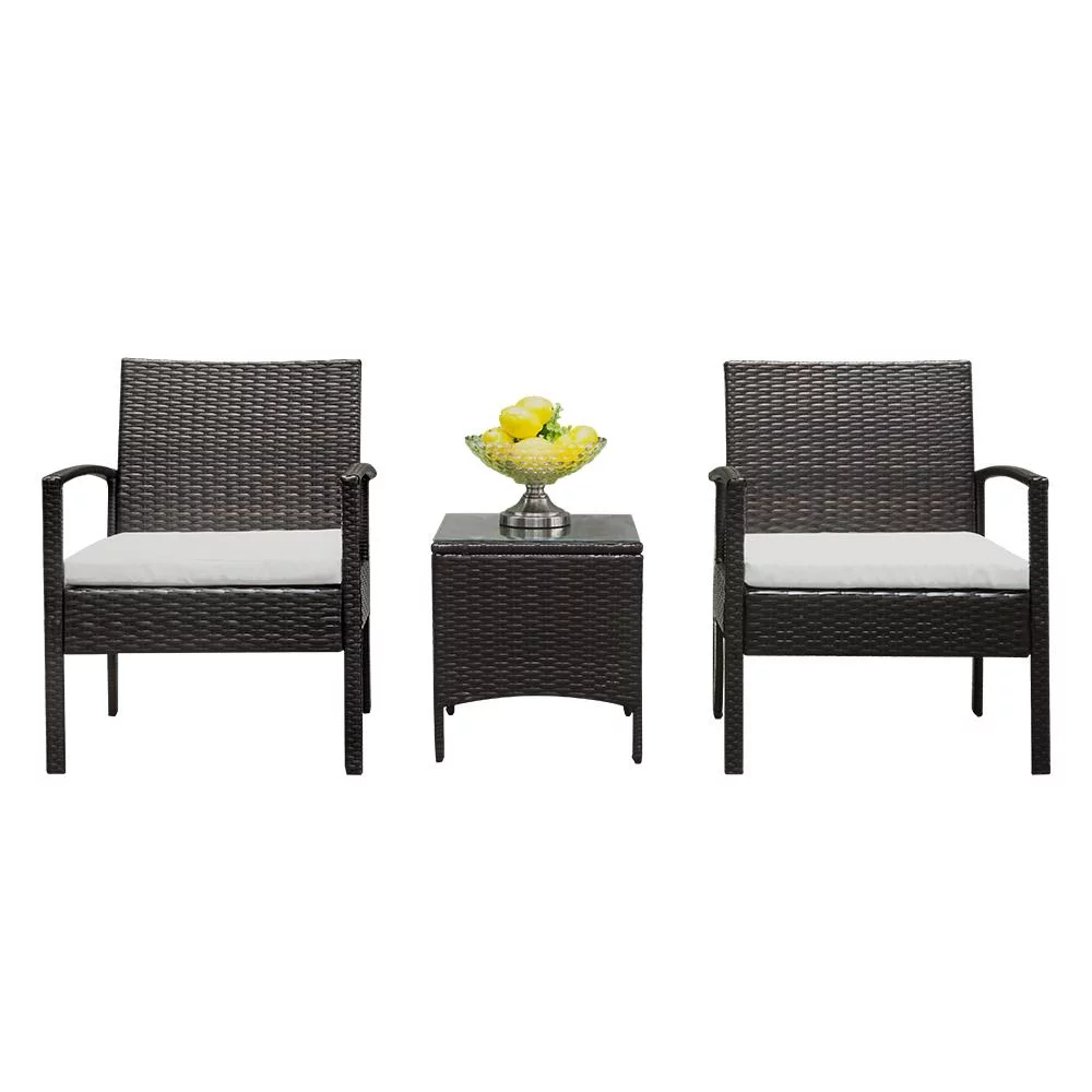 SalonMore 3PCS Table Chair Conversation Set with Cushions