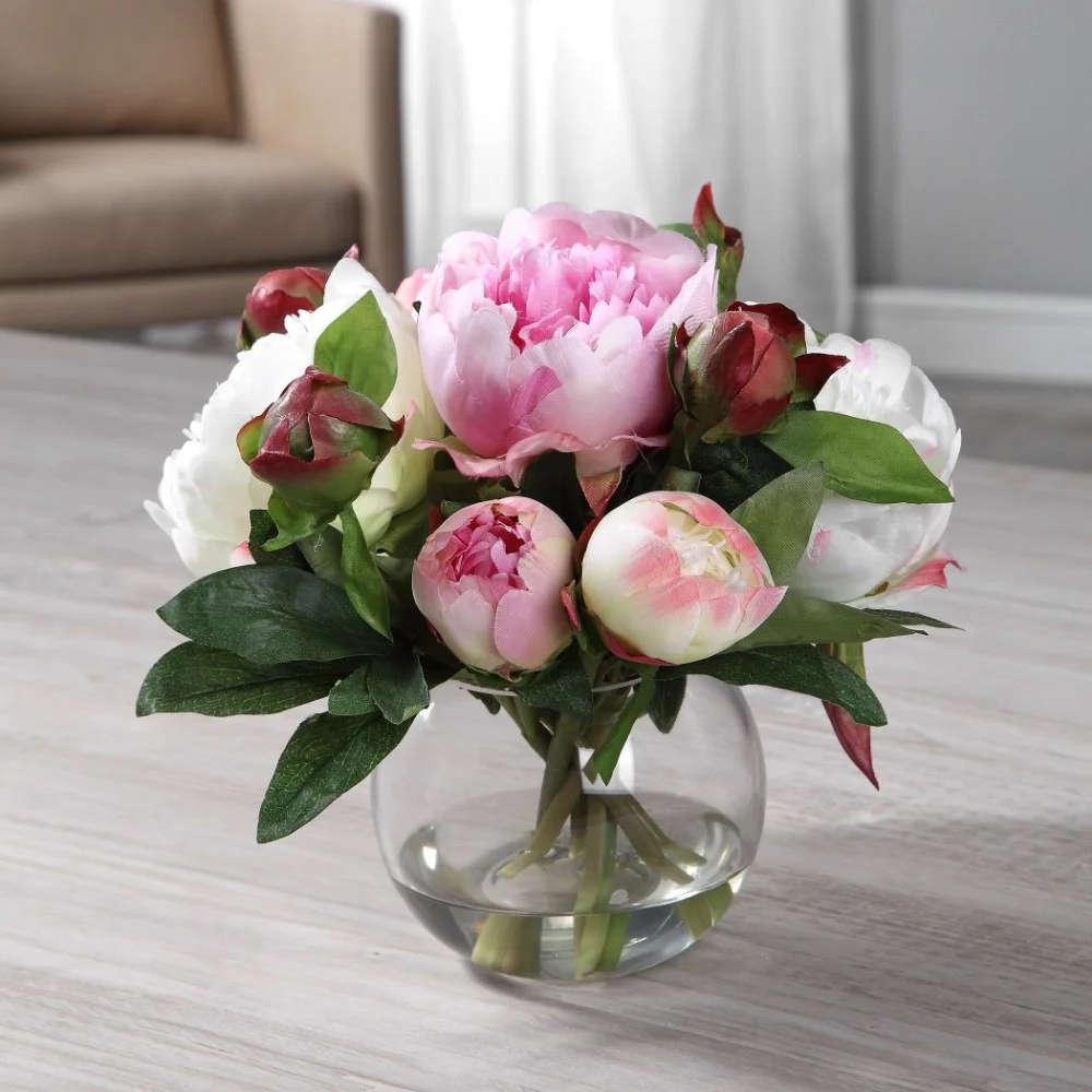 Aspen Loke 10 inch Peony Bouquet 10 inches Wide By 10 inches Deep Bailey Street Home 208-Bel-3314706