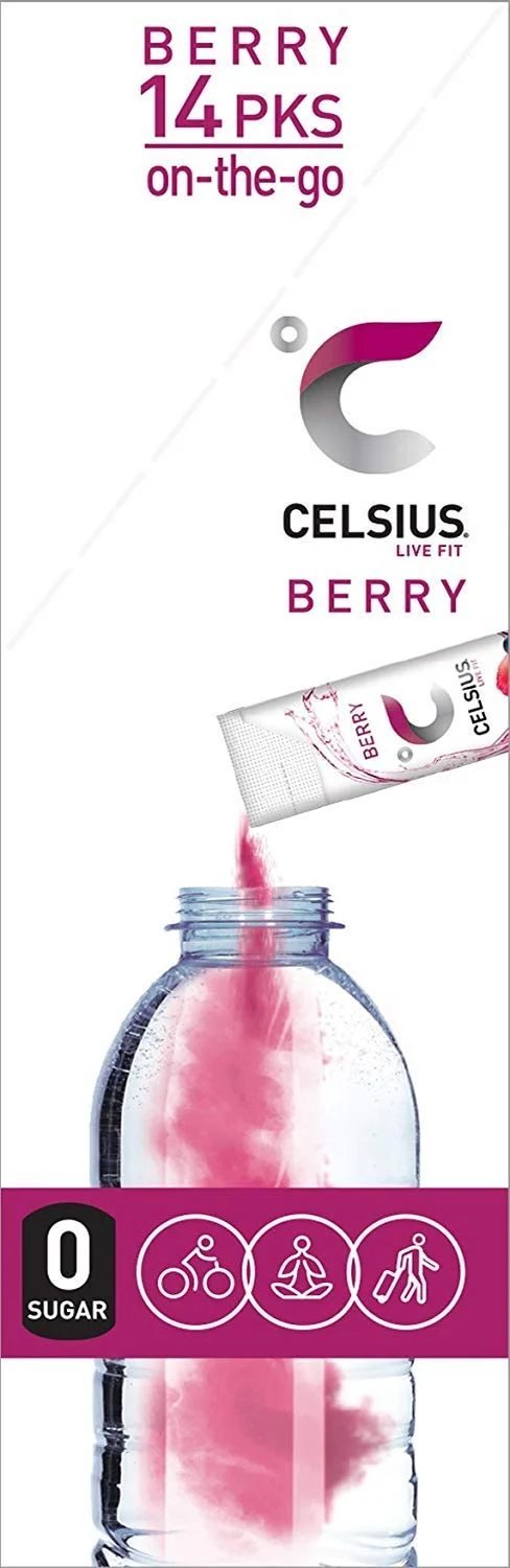 CELSIUS Kiwi Guava Lime On-the-Go Powder Stick Packs, Zero Sugar (14 Sticks per Pack)