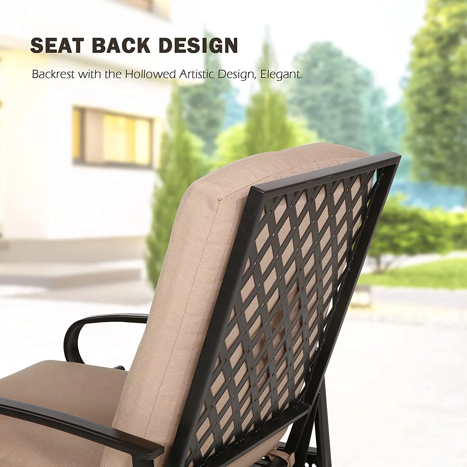 Ulax Furniture 2-Person Conversation Set Seating Group with Recliner Chairs and Metal End Table (Beige)