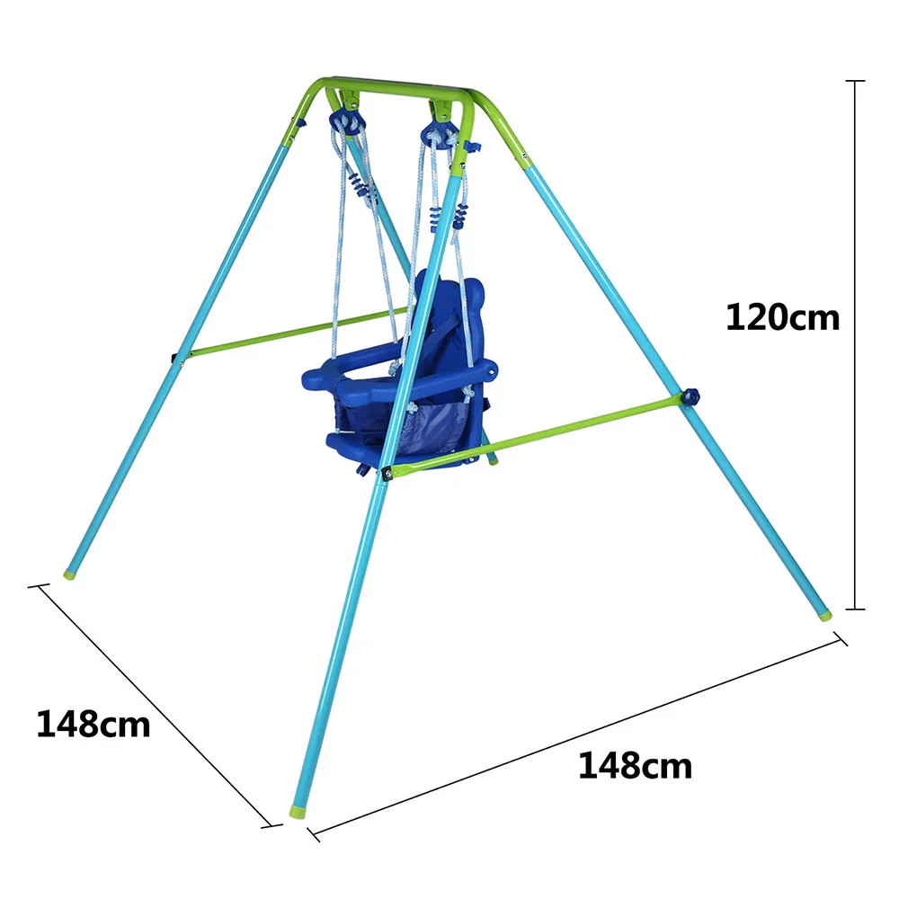 Folding Toddler Blue Secure Swing Set with Safety Seat for Baby/Chirldren's Gift