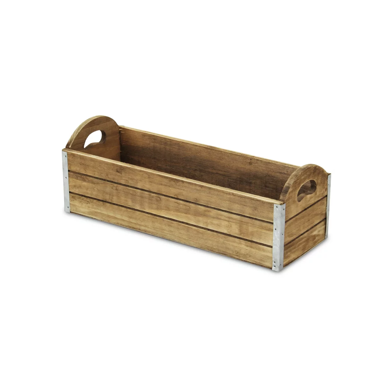 Cheungs Wooden Ledge Planter With Metal Border Accents