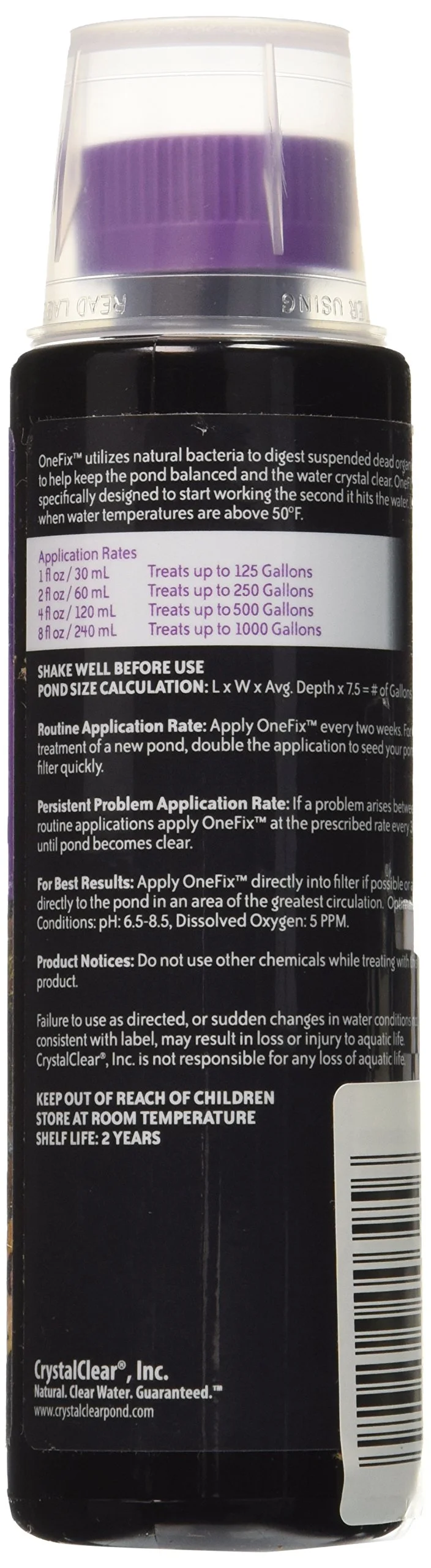 Airmax Ecosystems Cc021-8 Crystalclear, 8 -ounce, Onefix Pond Cleaner
