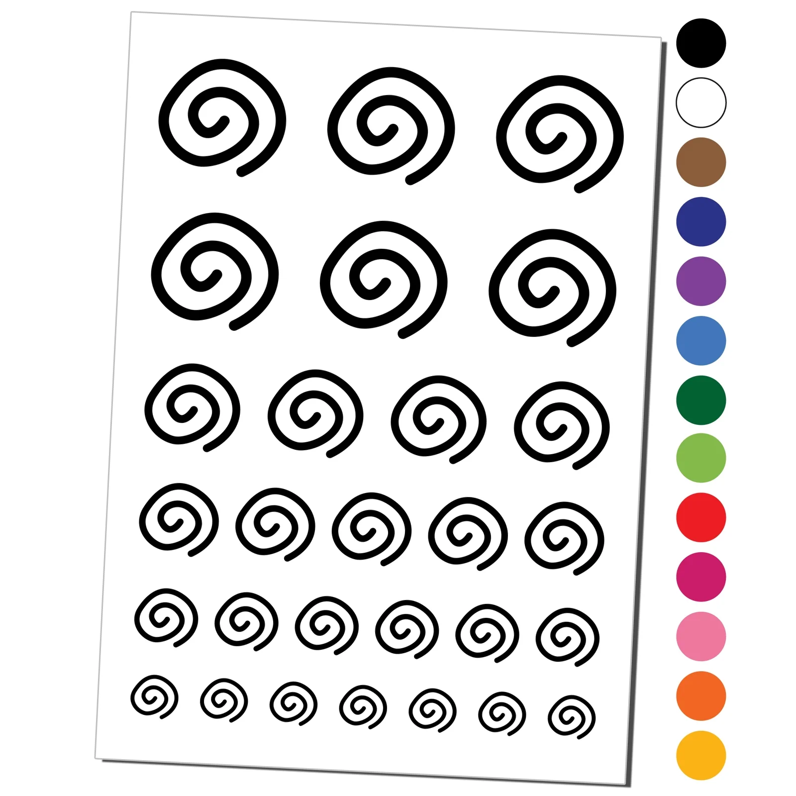 Spiral Doodle Water Resistant Temporary Tattoo Set Fake Body Art Collection - Black