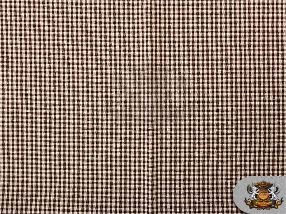 Poly Poplin Gingham Fabric Mini Checkers 16 BROWN / 58