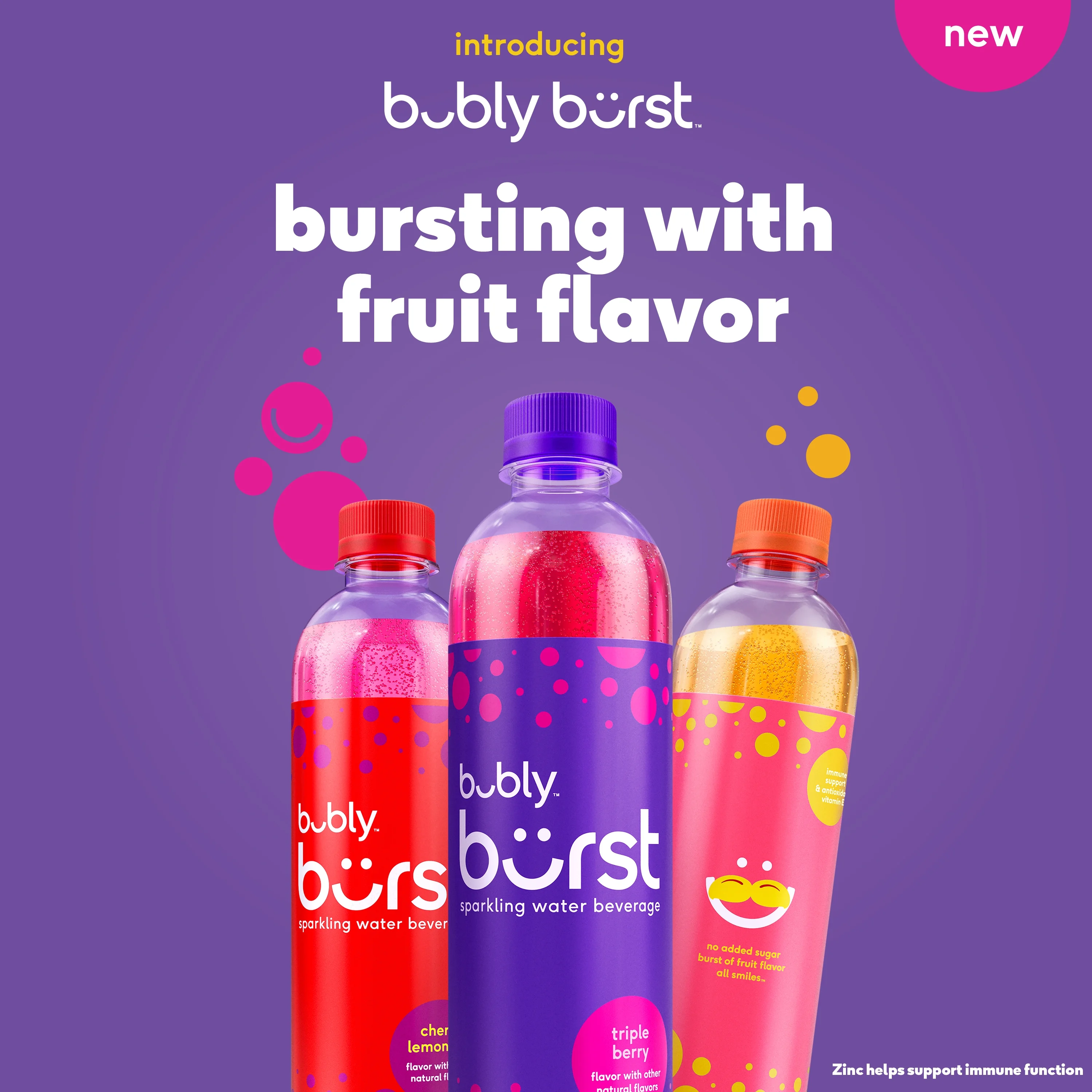 bubly burst Sparkling Water Beverage, Watermelon Lime, 16.9 fl oz Bottles (12 Pack) ​