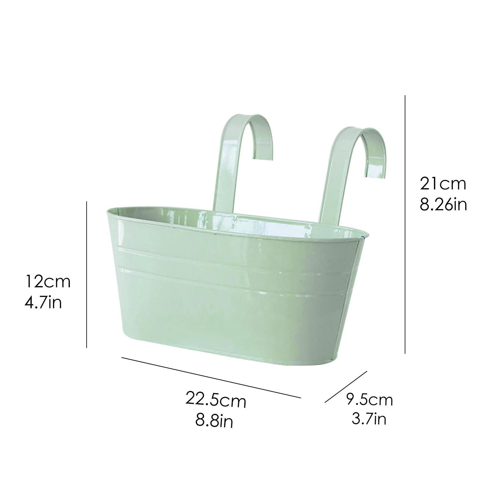 Home Oval Metal Plant Flower Pot Fence Balcony Garden Hanging Planter Pots