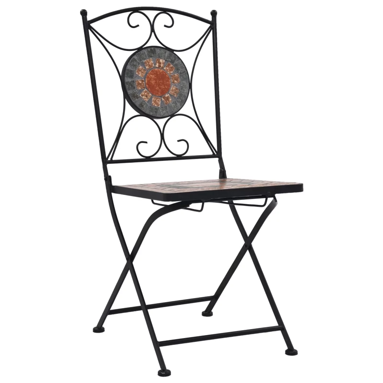 moobody 2 Piece Folding Bistro Chairs Outdoor Dining Chair with Ceramic Seat Iron Frame Legs for Garden, Patio, Balcony 20 x 15.4 x 33.9 Inches (W x D x H)