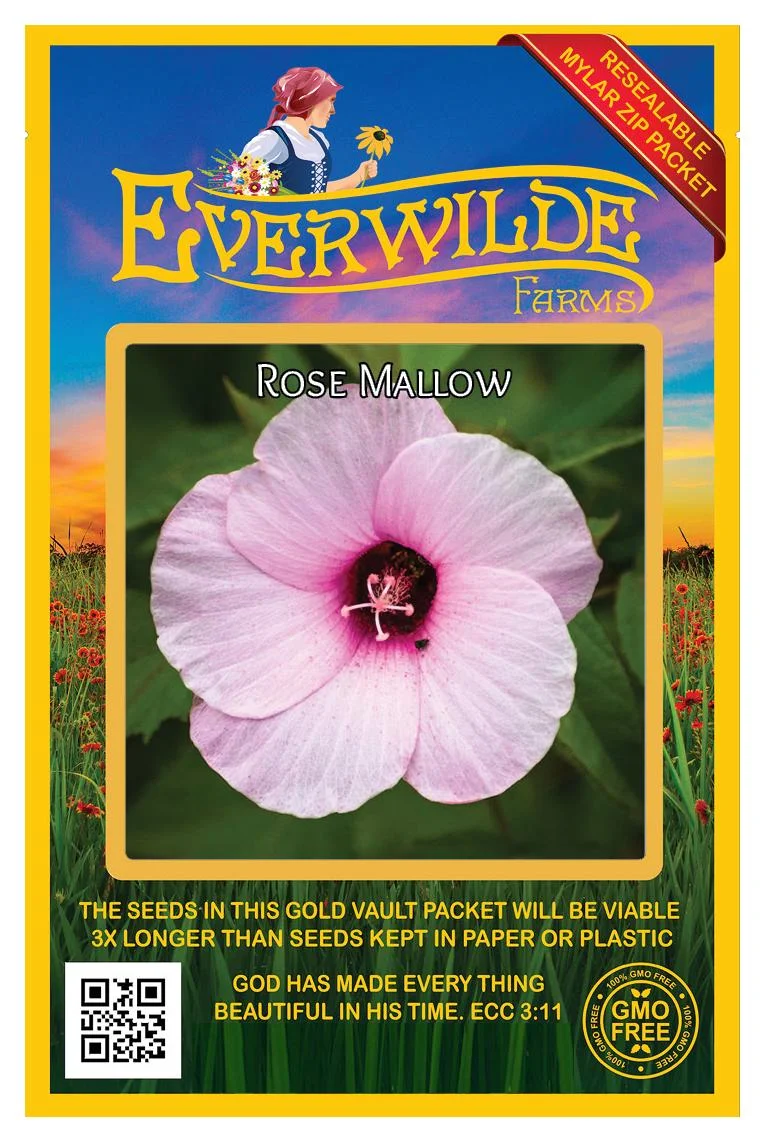 Everwilde Farms - 100 Rose Mallow Native Wildflower Seeds - Gold Vault Jumbo Bulk Seed Packet