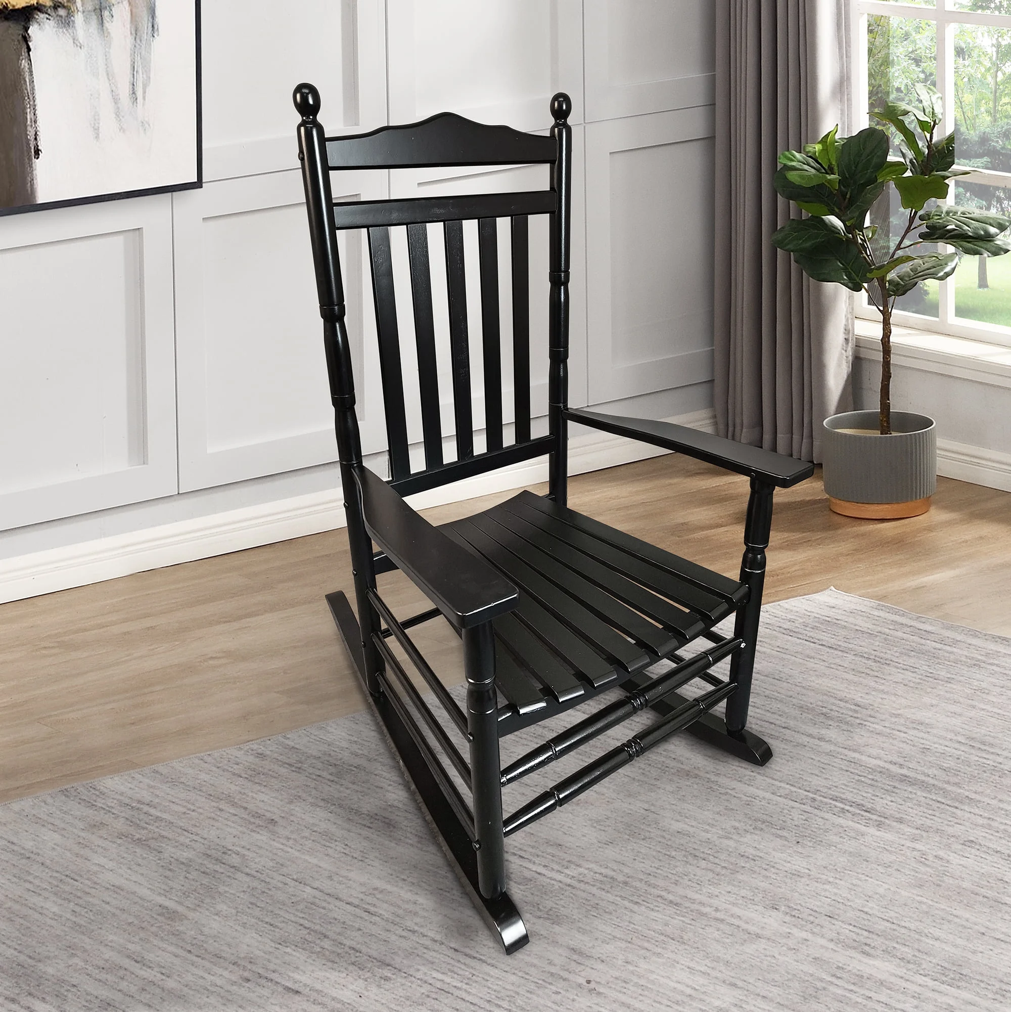 Outdoor Rocking Chair for Porch, Front Porch Chairs, Balcony, Patio-Black