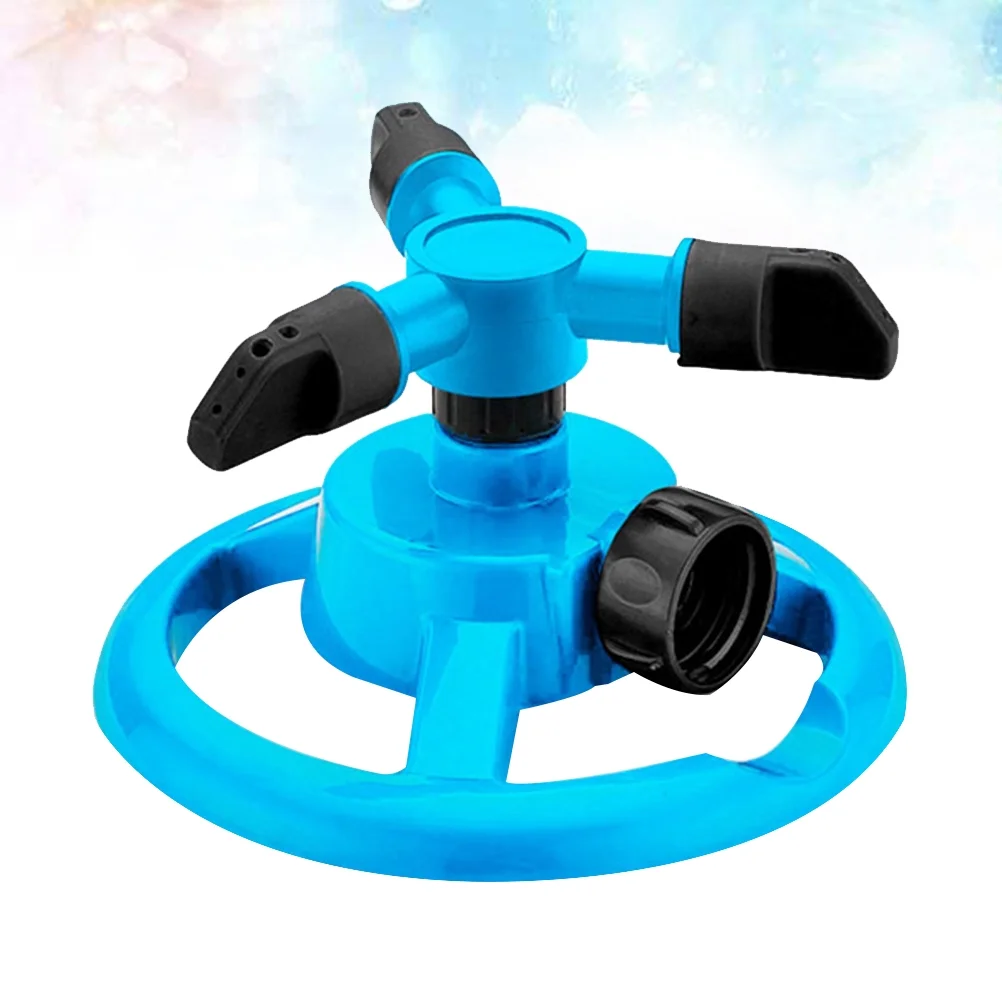 Gongxipen 1PC Garden Sprinkler Automatic Watering Grass Lawn 360 Degree 3 Nozzle Circle Rotating Irrigation Sprayer (Sky-blue)