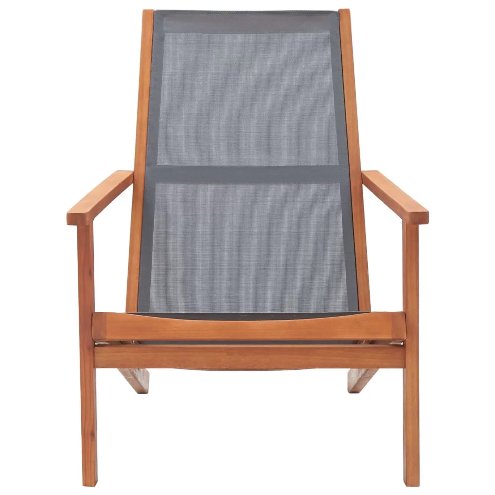 Dcenta Patio  Chair Eucalyptus Wood and Gray Textilene Garden Chairs for Balcony, Backyard,  Indoor Furniture 25.2 x 36.2 x 32.7 Inches (W x D x H)