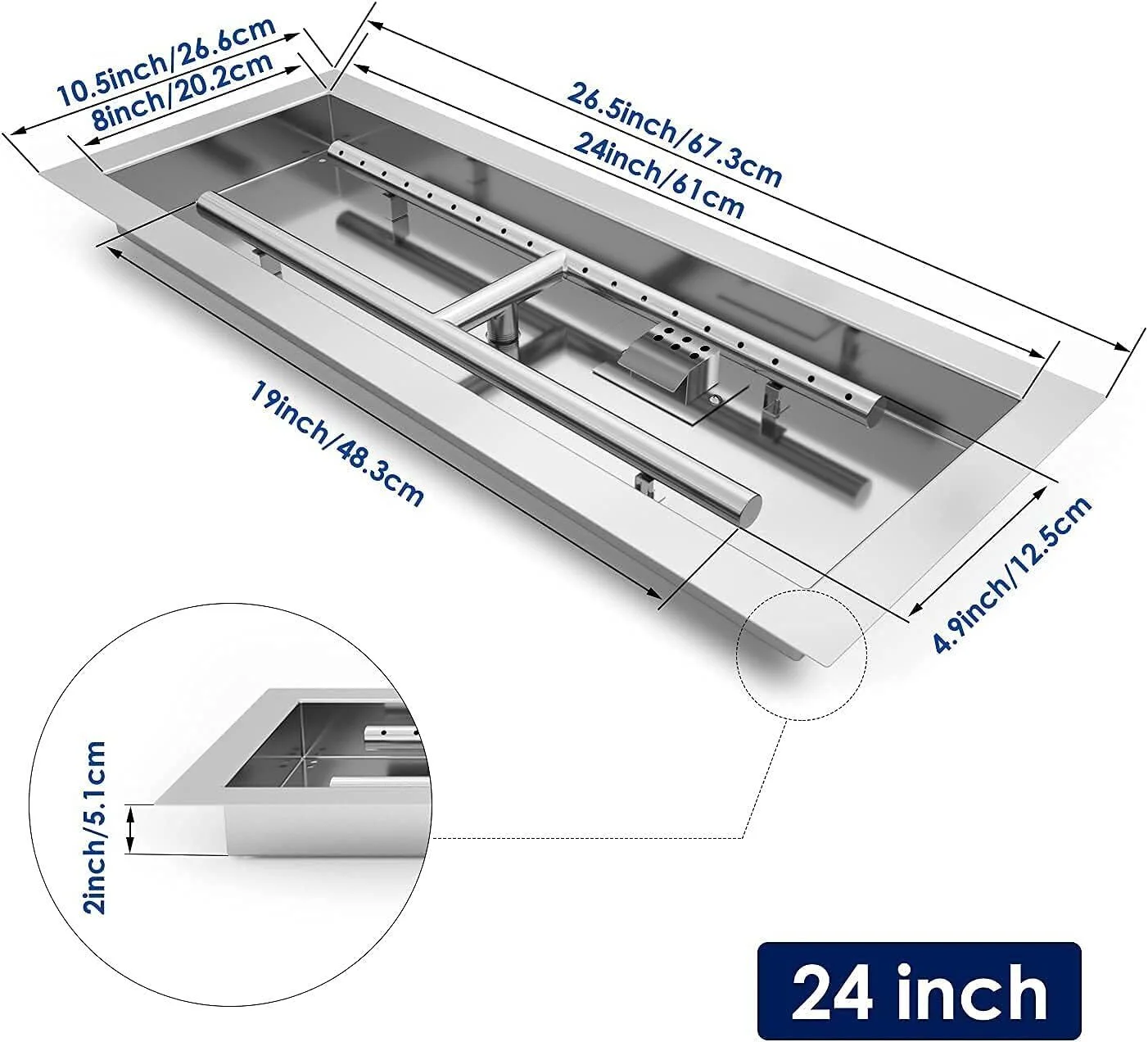 Drop-in Insert Fire Pit Pan Burner Kit,Fire Pit Table Insert Stainless Steel