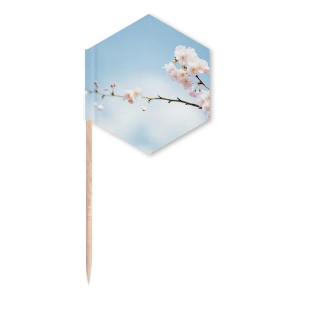 Plum Blossom Blue Sky Clouds Toothpick Flags Cupcake Picks Party Celebration