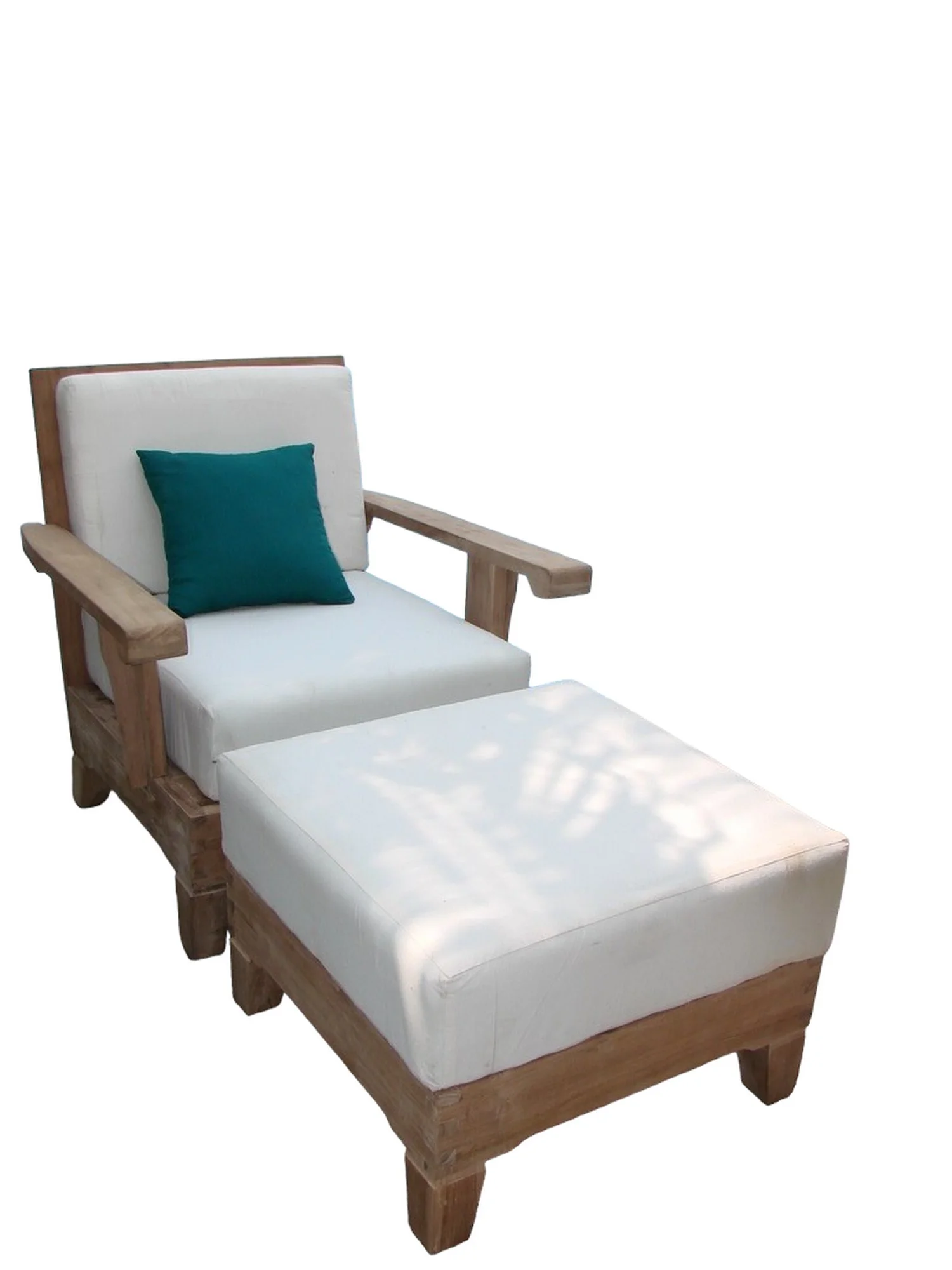 Caranas 2 Pc Lounge Chair Set: Lounge Chair & Ottoman With Cushions in Sunbrela Fabric #57003 Canvas White