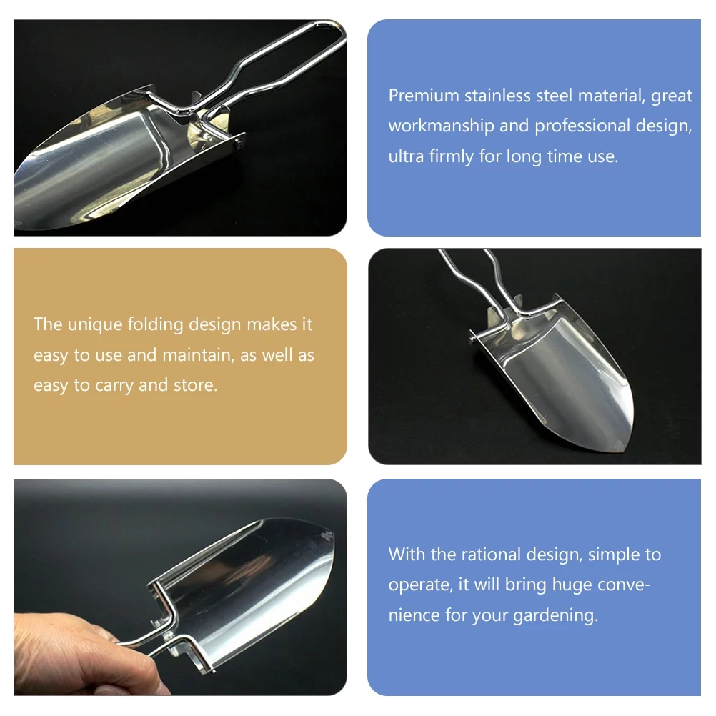 Garden Shovel Camping Gardening Tool Garbage Foldable Stainless Steel Portable Mini Folding Tools