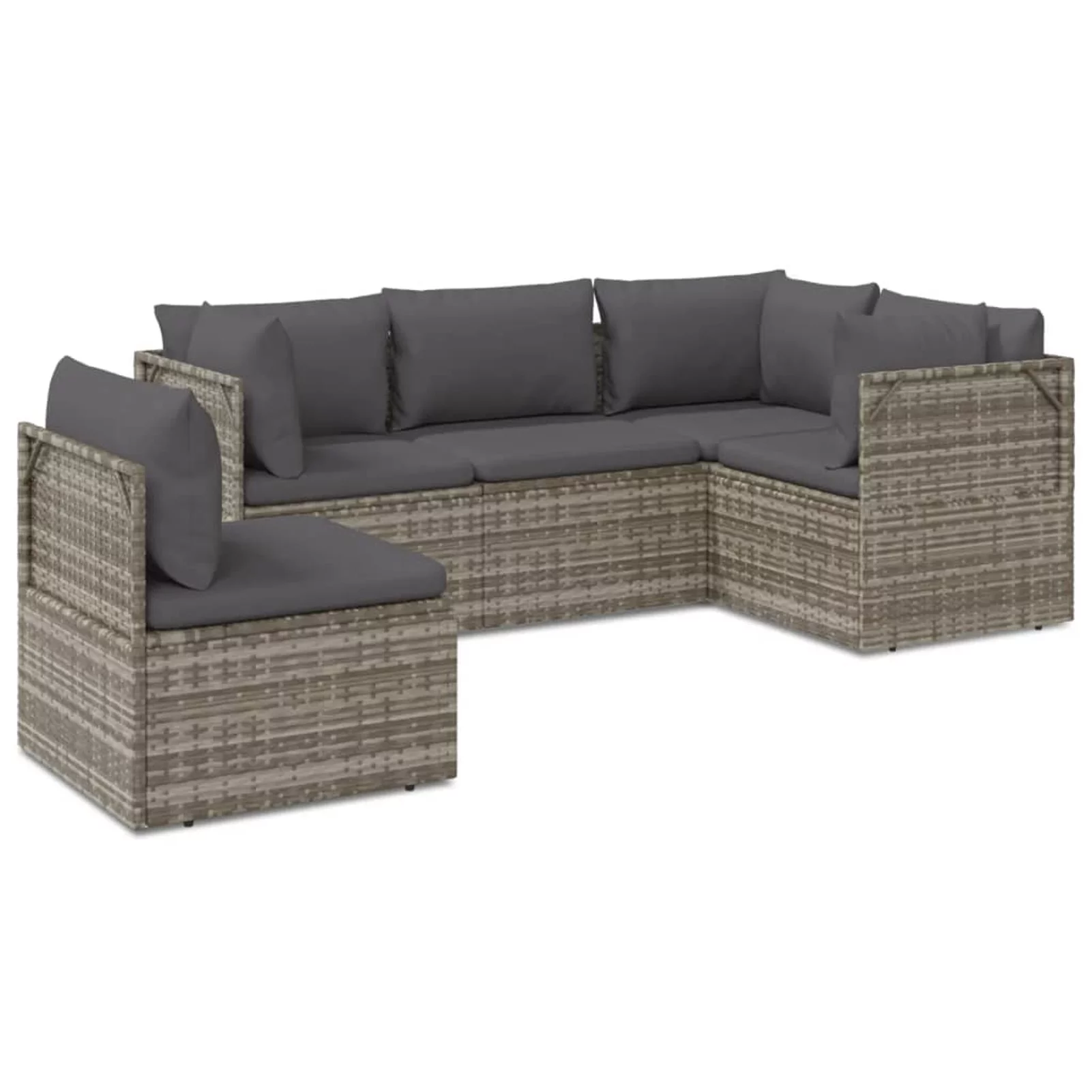 Aibecy 5 Piece Patio Set with Cushions Gray Poly Rattan