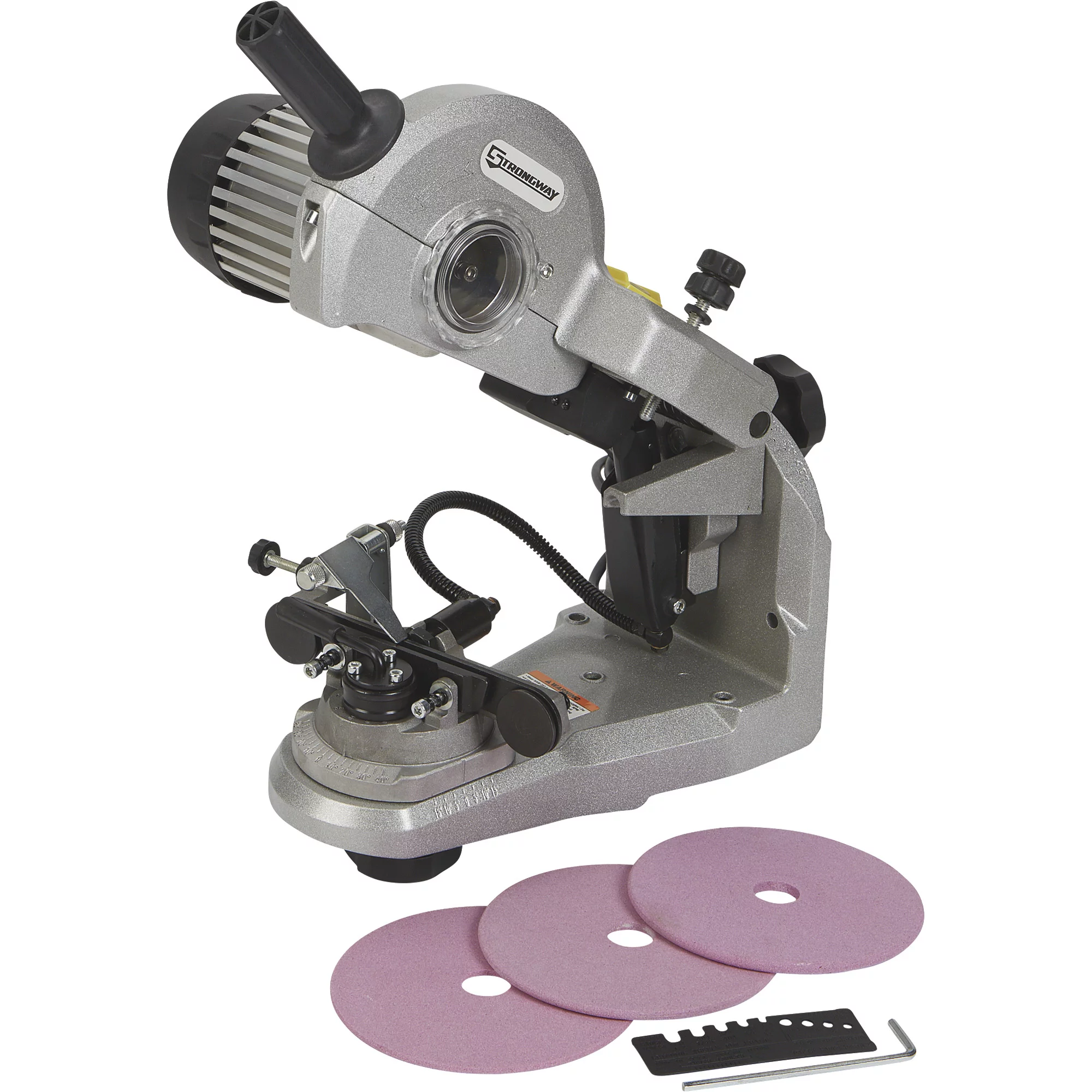 Strongway Electric Chainsaw Sharpener with Hydraulic Assist, 120V, 1/4in. to 3/4in. Pitch, 3,400 RPM