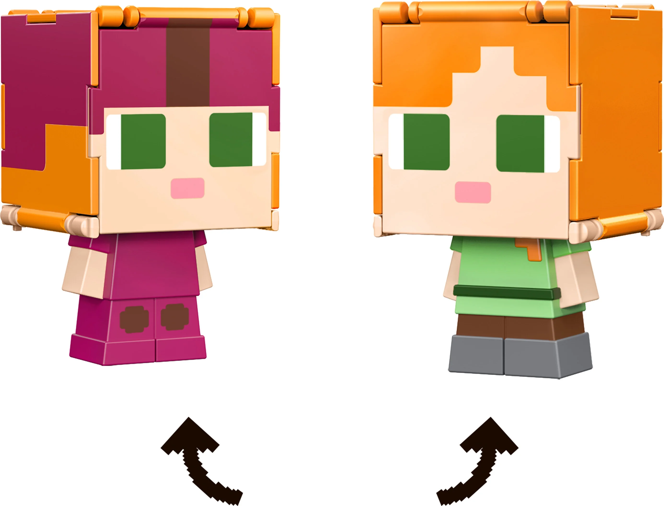 Minecraft Flippin’ Figs Alex & Axolotl Figures 2-Pack, 2-in-1 Fidget Play & Pixelated Design