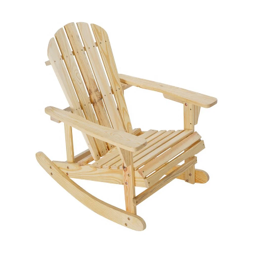 YPDCHB Adirondack Rocking Chair Solid Wood Chairs Finish Outdoor  for Patio  Backyard  Garden - Natual