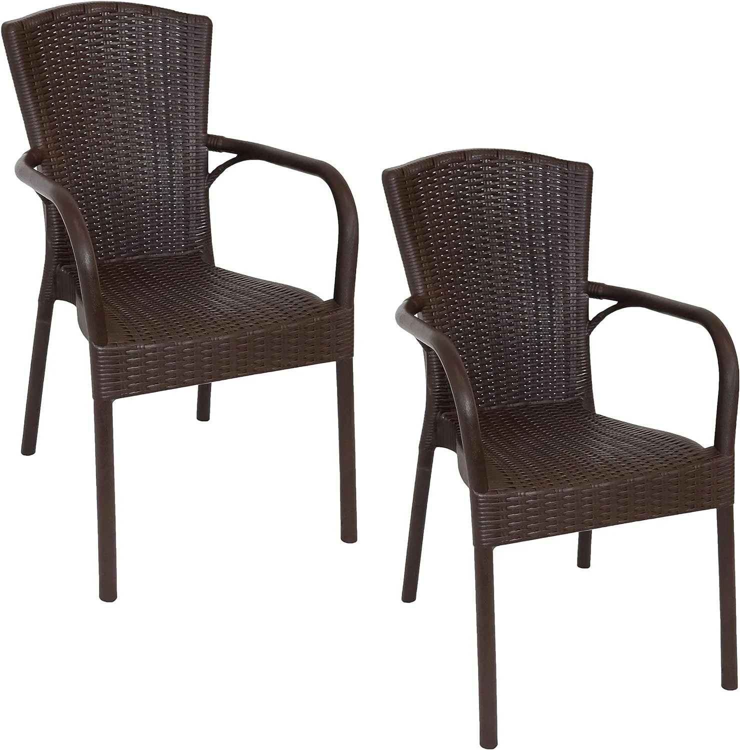 Segesta All-Weather Faux Wicker Plastic Dining Chair - Grade - Indoor/Outdoor Use - Wenge - 2 Chairs