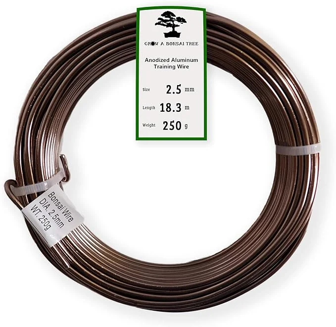 Anodized Aluminum 2.5mm Bonsai Training Wire 250g Large Roll (60 feet) - Choose Your Size and Color (2.5mm, Brown)
