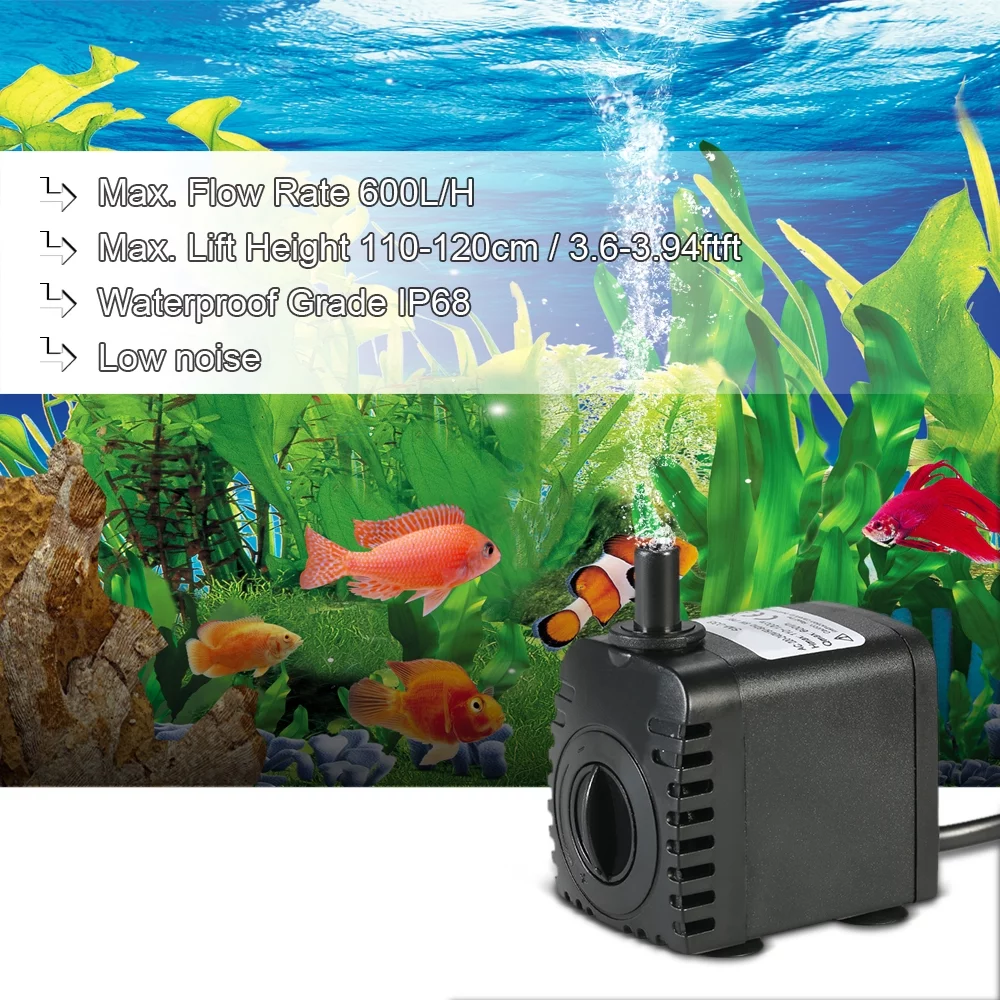 Fountains Pump,With 2 Nozzles Pond Water And 8w Submersible Water And With 2 Iuppa Pump Table Pond Submersible Pump 600l/h Mewmewcat Submersible Pump