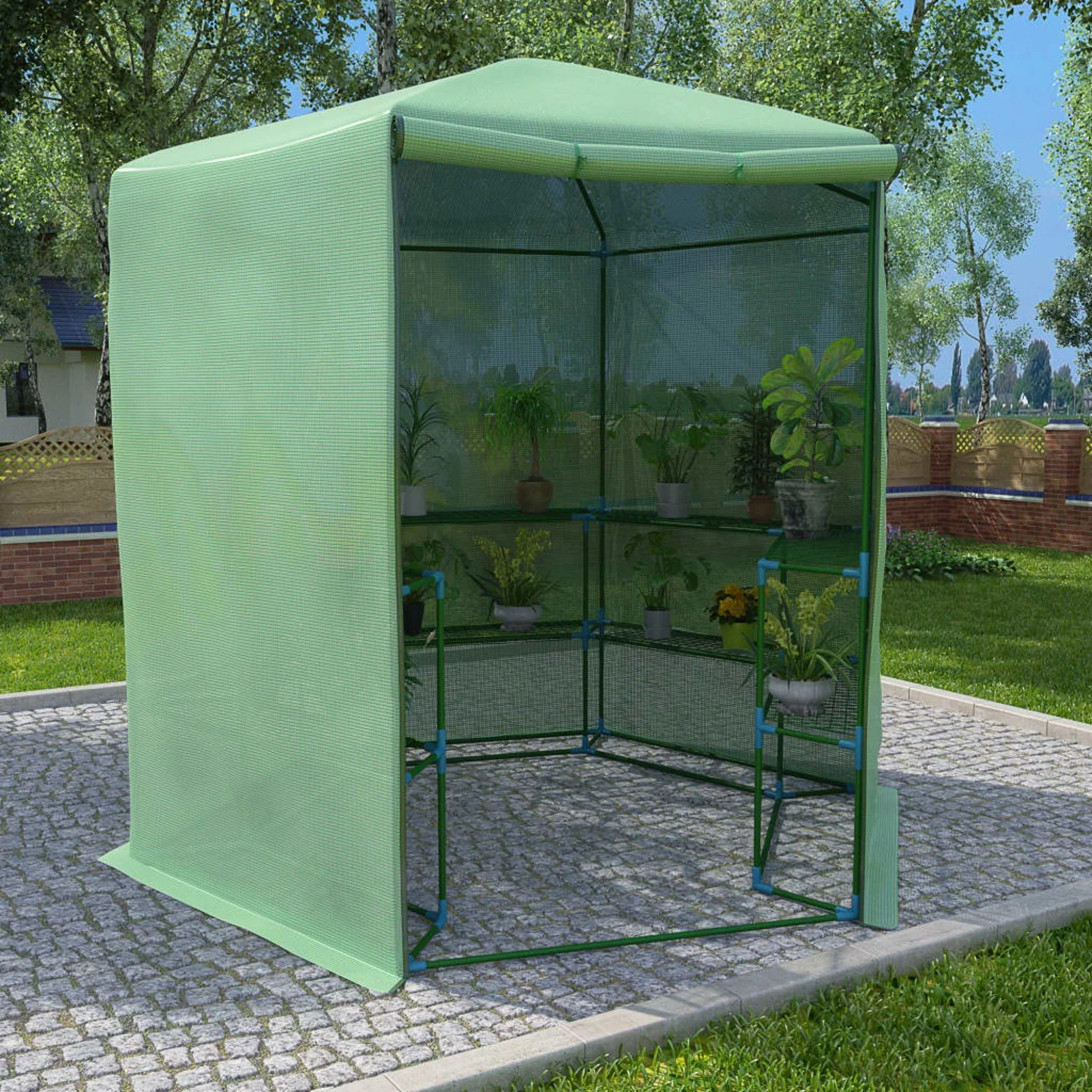 Suzicca Greenhouse with Shelves Steel 89.4