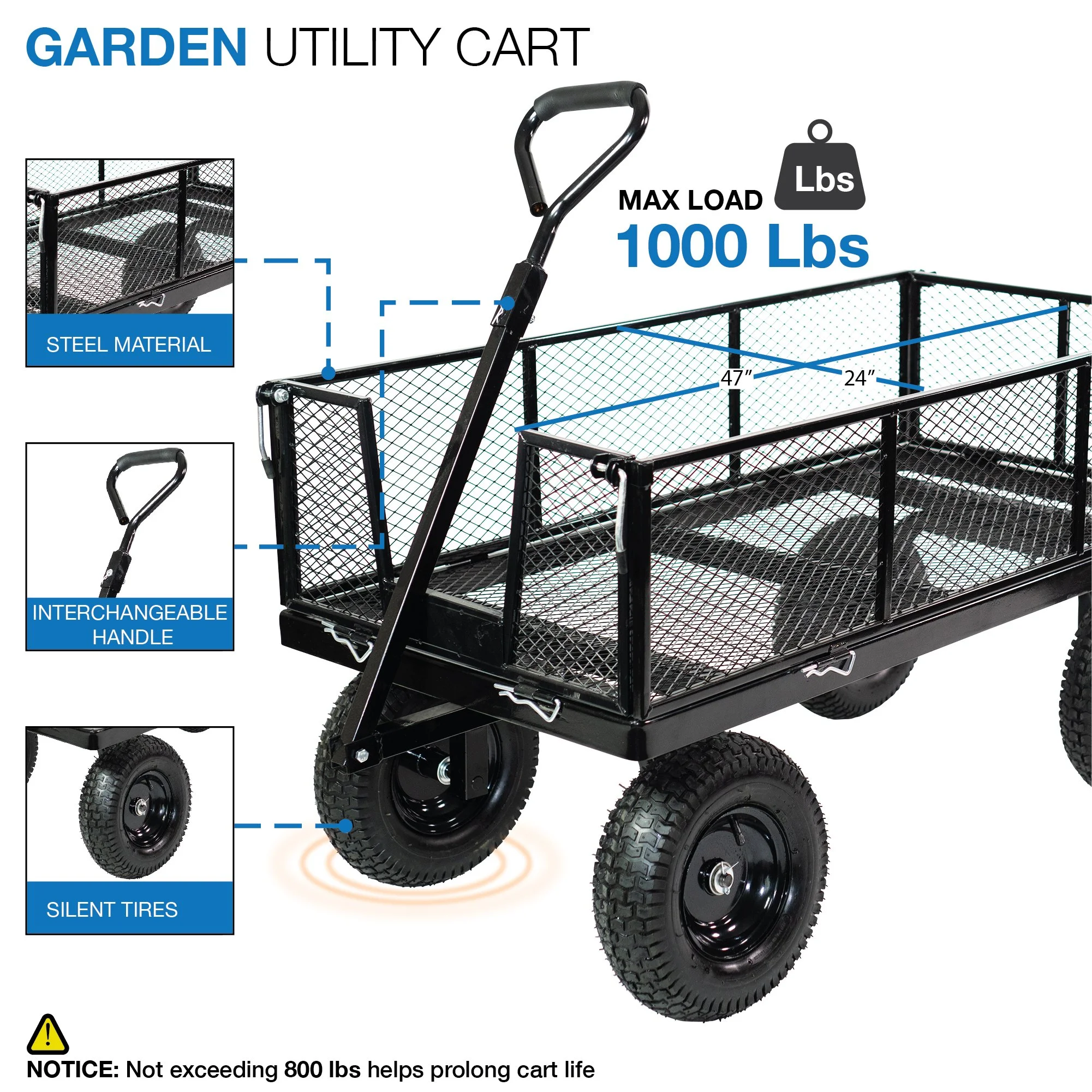 RealWork 1000 lb Heavy Duty Multi Purpose Utility Cart