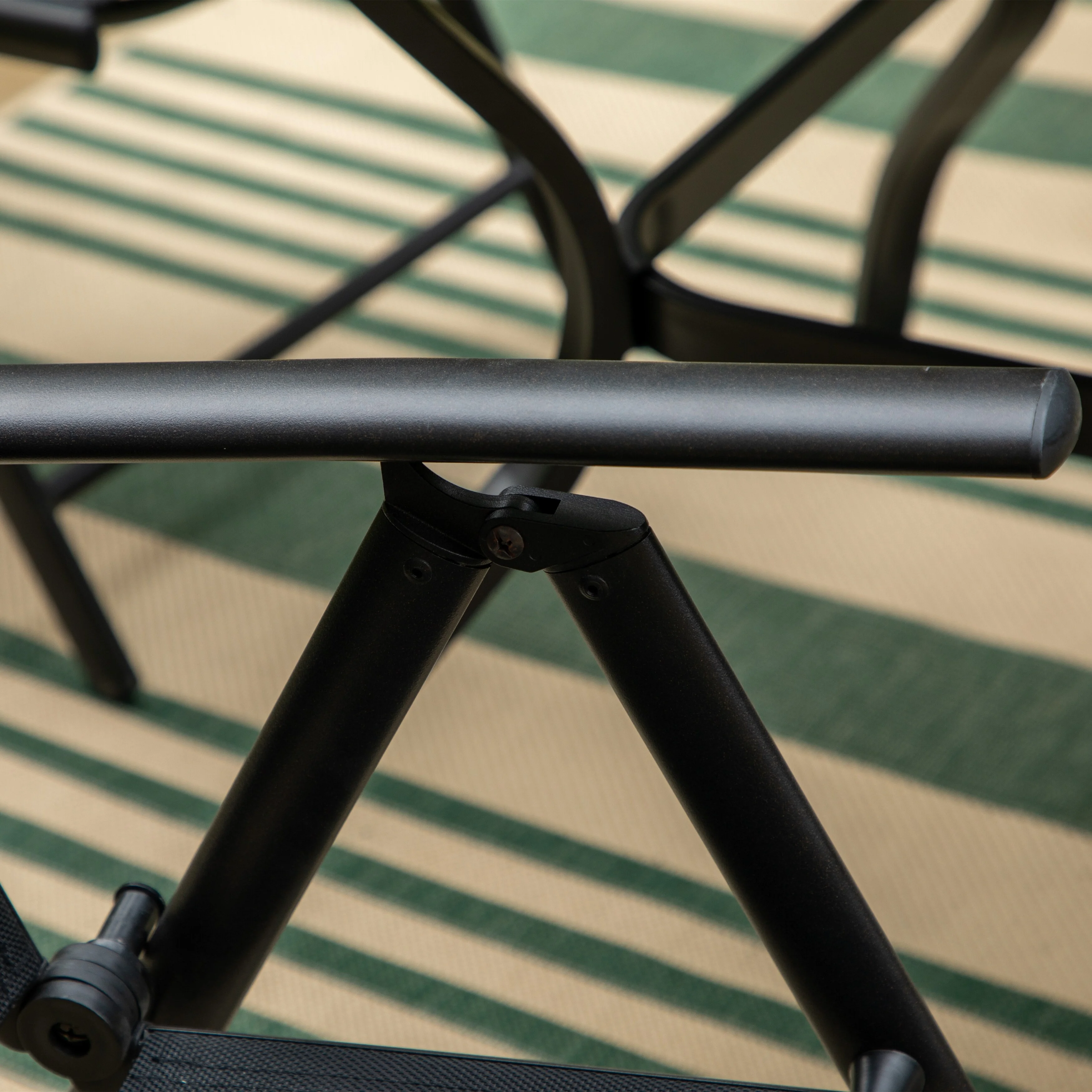 Phi Villa  5/7-Piece Patio Dining Set,  7-positon Reclining Folding Sling Chair & E-Coating Metal Steel Table Chairs