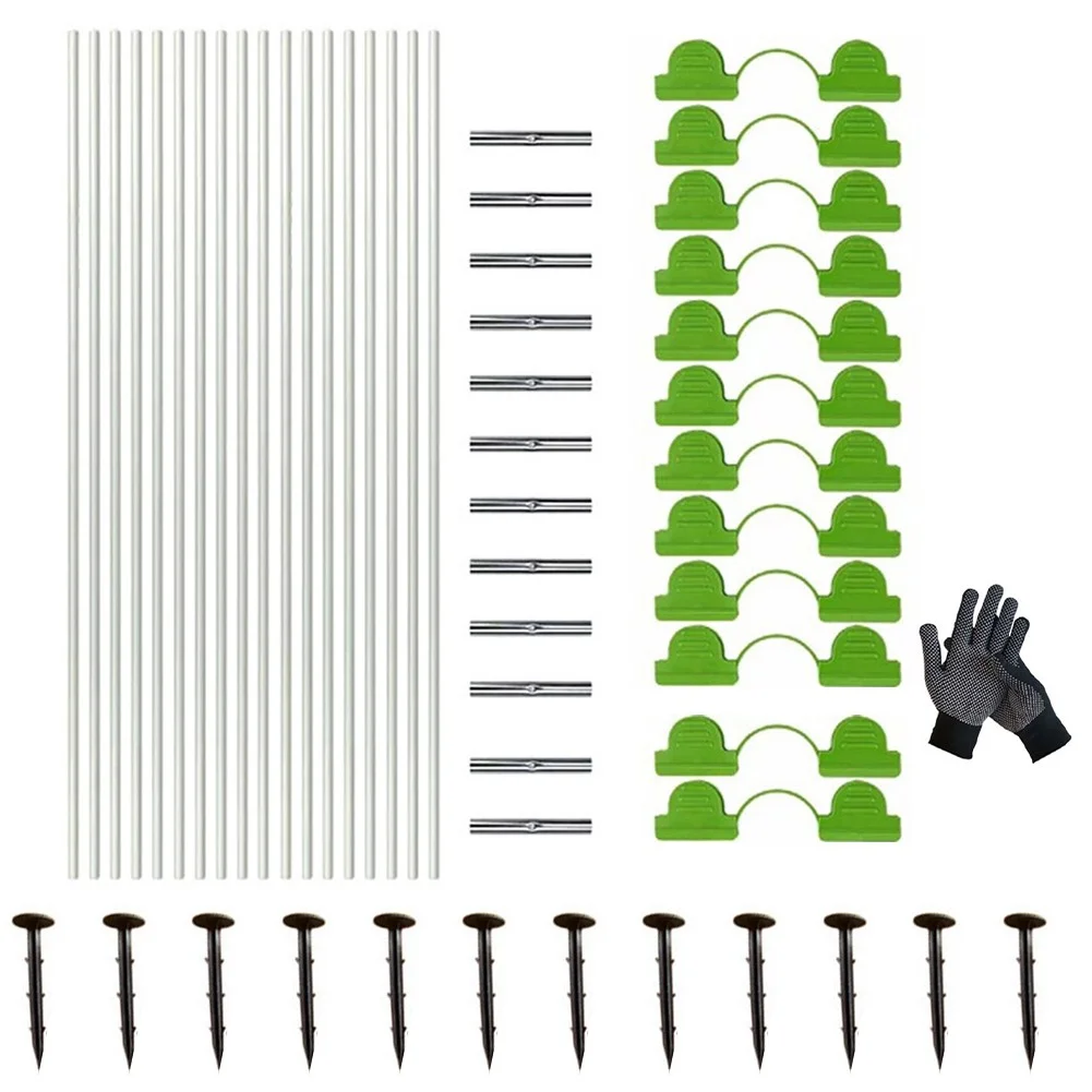 Fiberglass Greenhouse Garden Support Hoops with Clips Connectors for Raised Beds