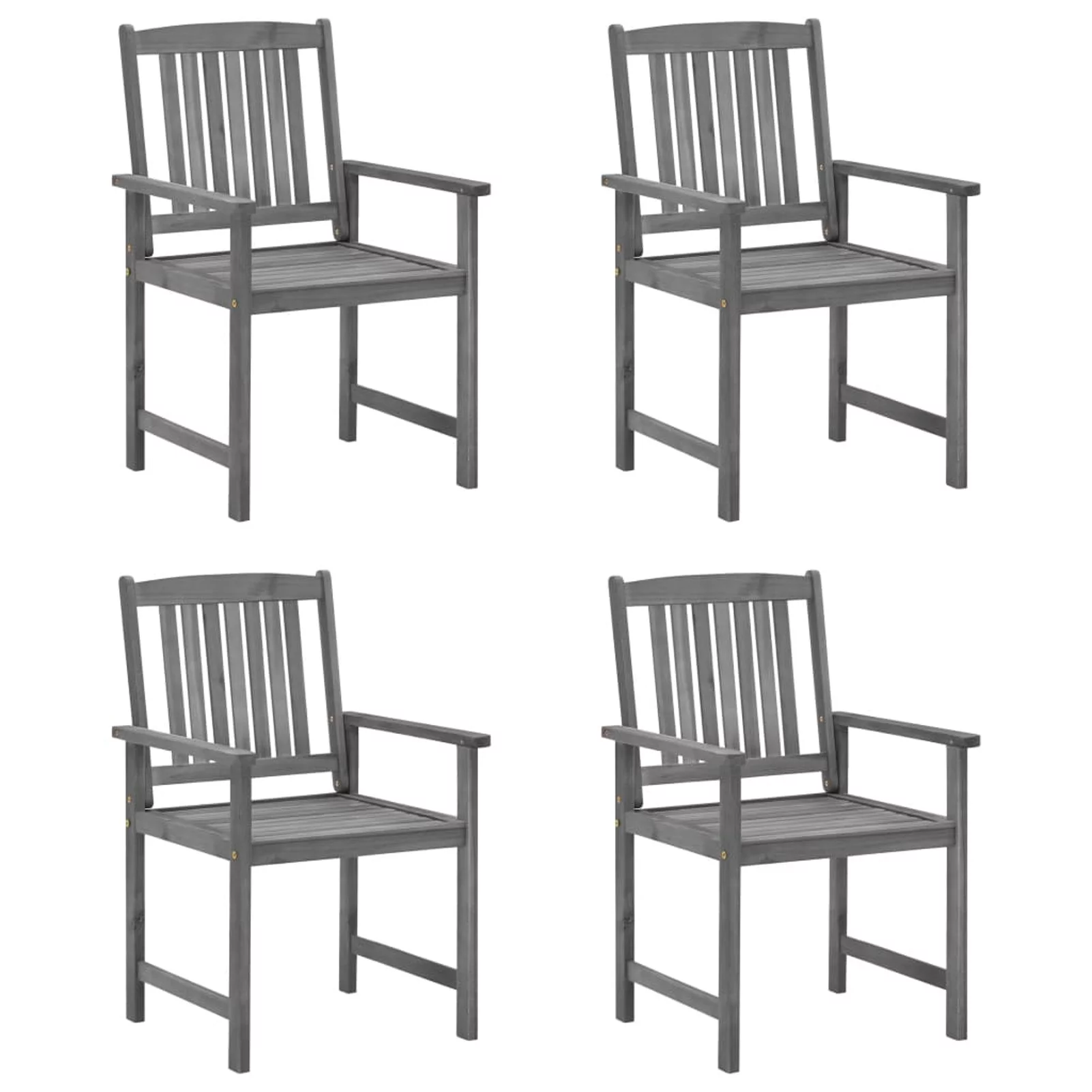 Irfora Patio Chairs with Cushions 4 pcs Gray Solid Acacia Wood