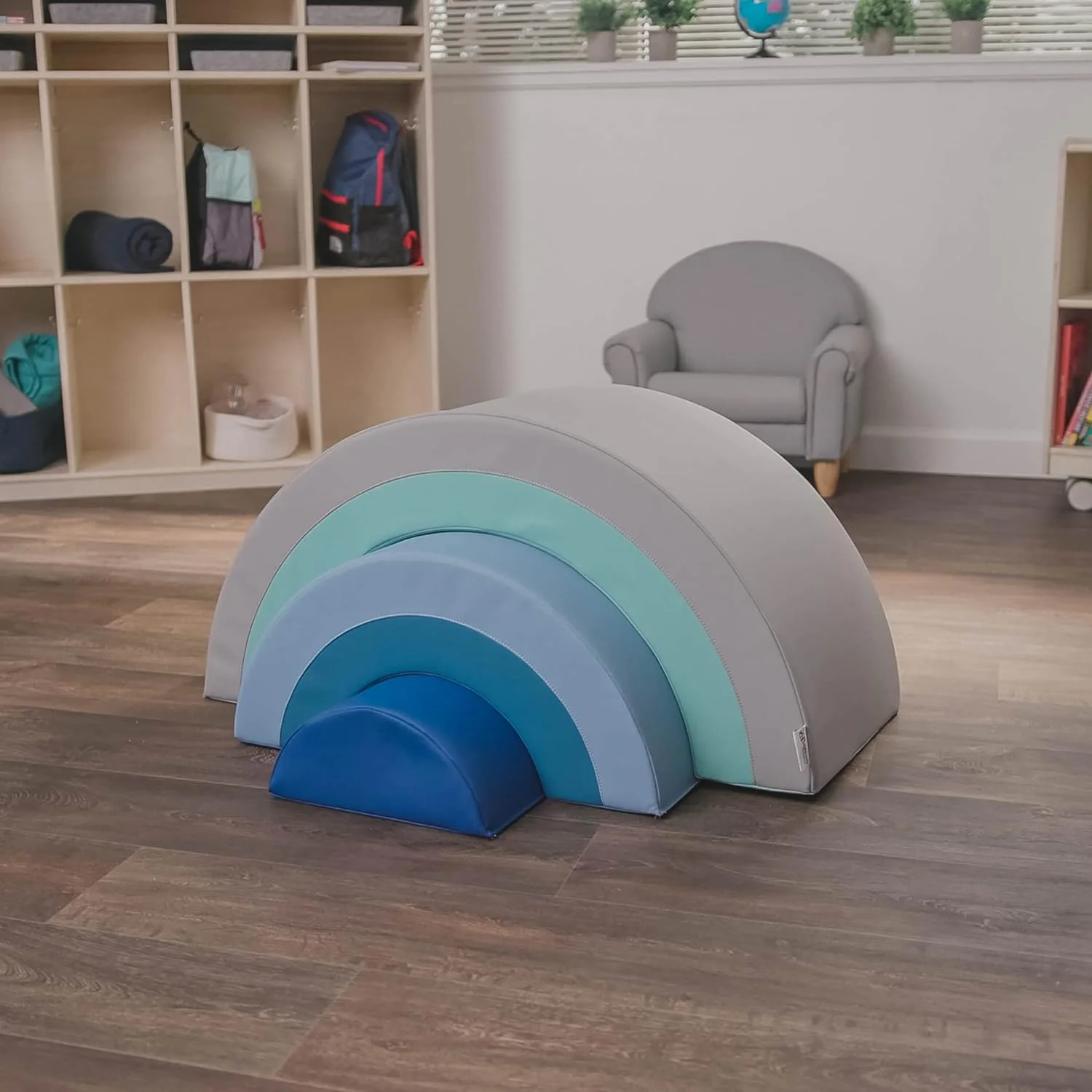 YOUB, CF322-230TRQ, Rainbow Arch Trio Climber, Tranquility, Baby Playground Activity, Toddler Homeschool or Preschool Soft Play Blocks