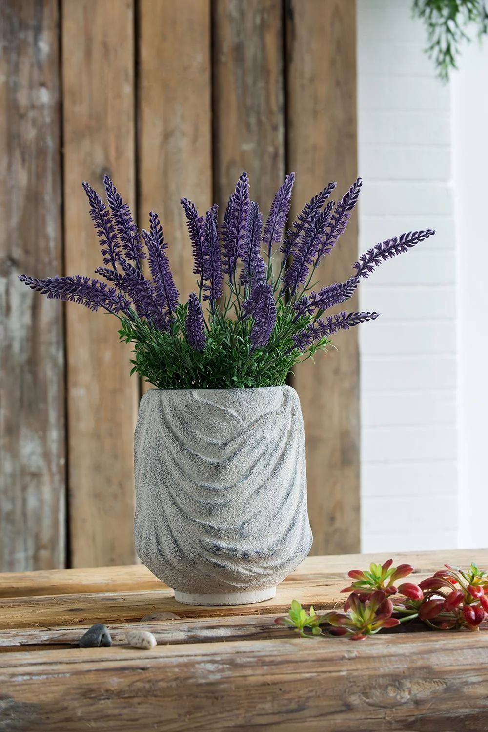A&B Home Gray Terracotta Planter with Asymmetrical Wavy Texture 8.5