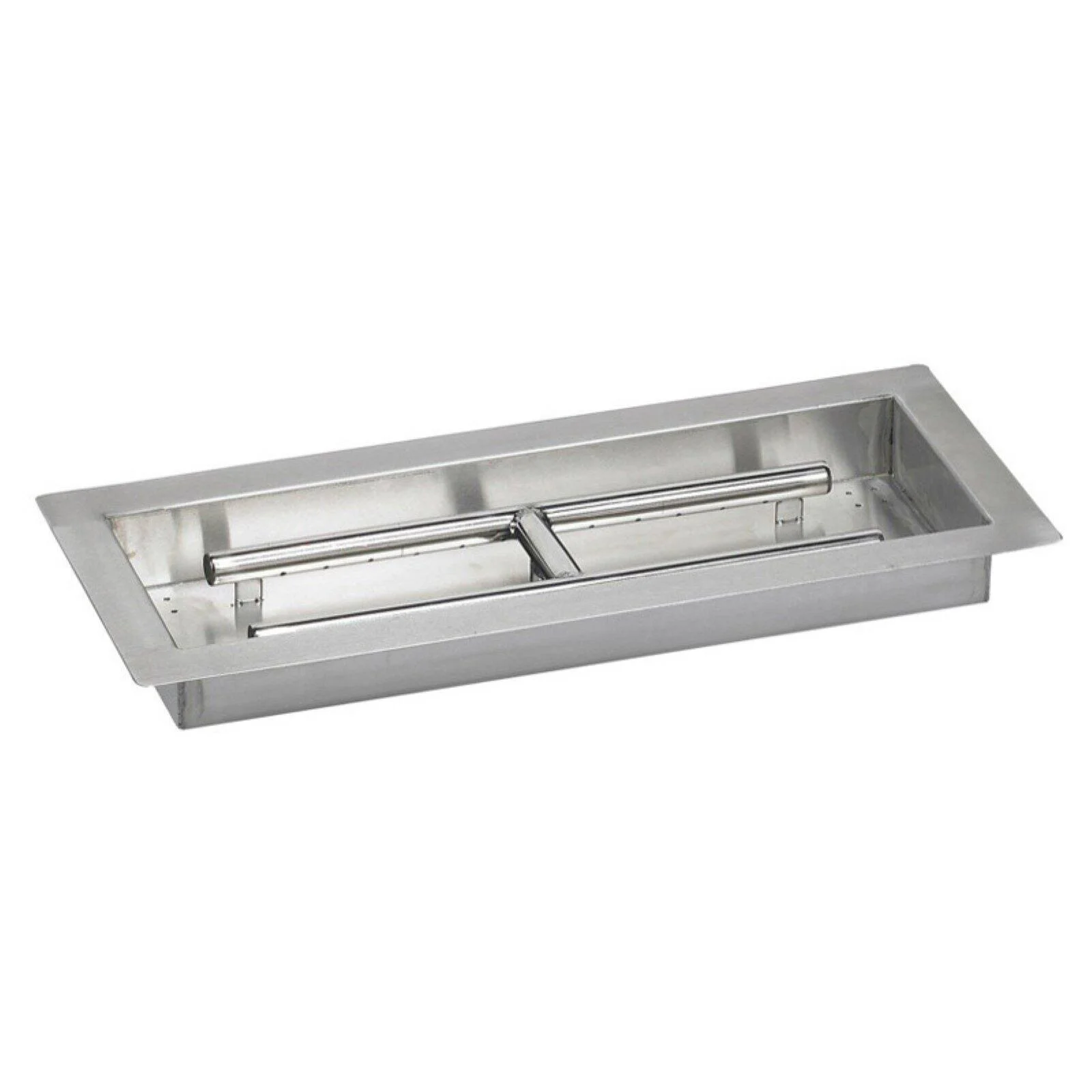 American Fire Glass 24 x 8 in. Stainless Steel Rectangular Drop-In Fire Pit Pan