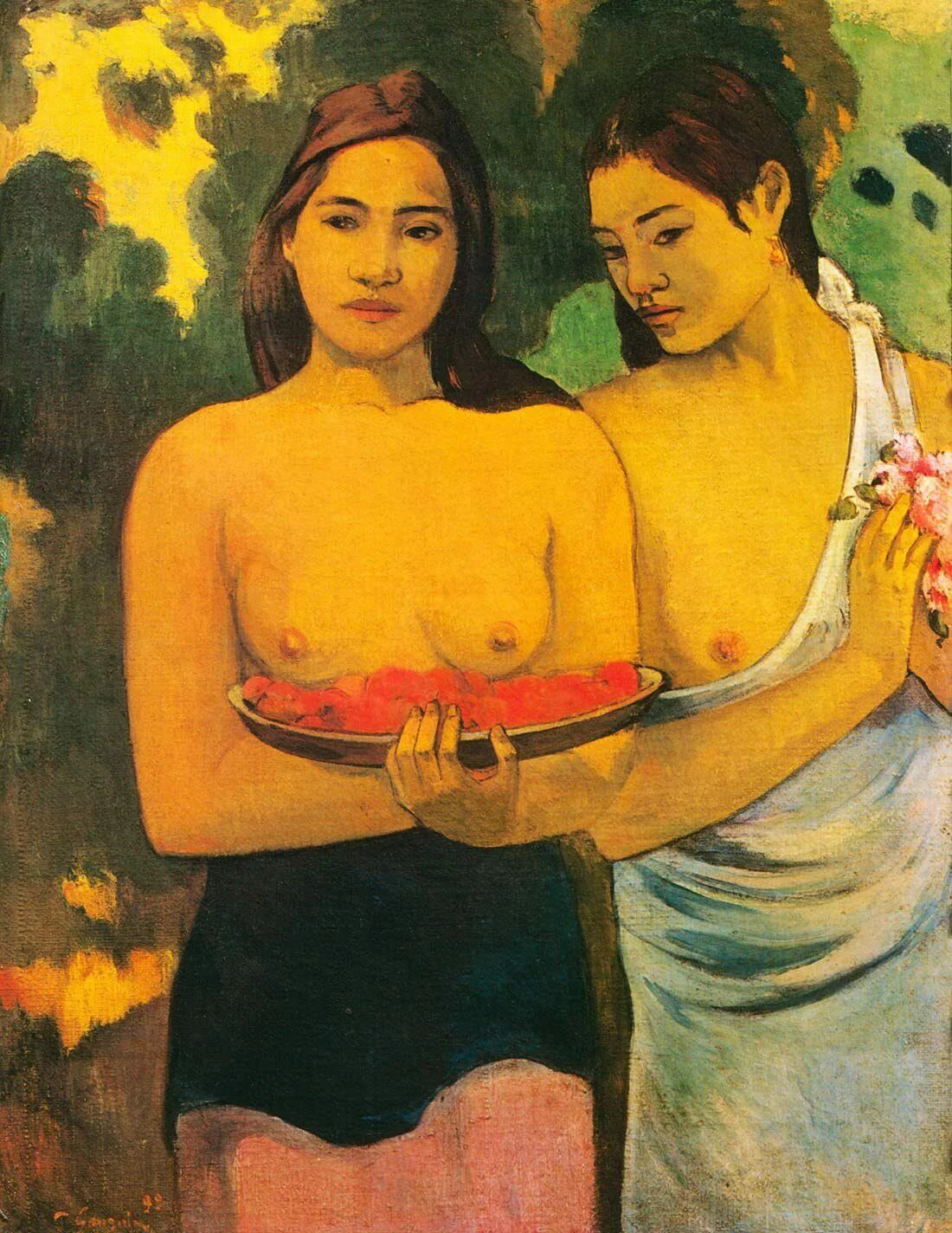 Tahitian Women With Mango - CANVAS OR FINE PRINT WALL ART