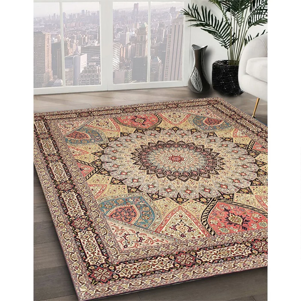 Ahgly Company Indoor Rectangle Traditional Chestnut Brown Medallion Area Rugs, 2' x 4'