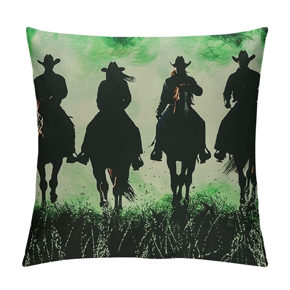 Cbxzyzzc Green Glitter Print Cushion Case Western Decor Cushion Case Set West Throw Pillow Covers Style Decorative Pillowcase for Sofa Couch Bed Chair Car(No Glitter) White