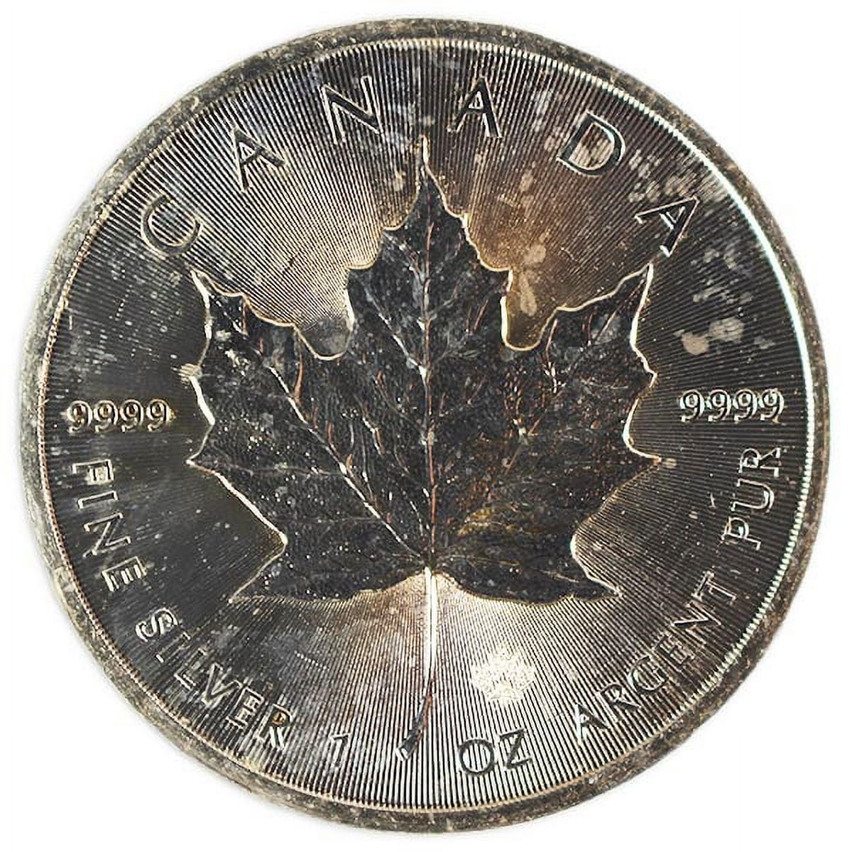 Lot of 5 - Spotted/Tarnished/Circulated Silver Maple Leaf, .9999 Pure, 1 Troy Ounce