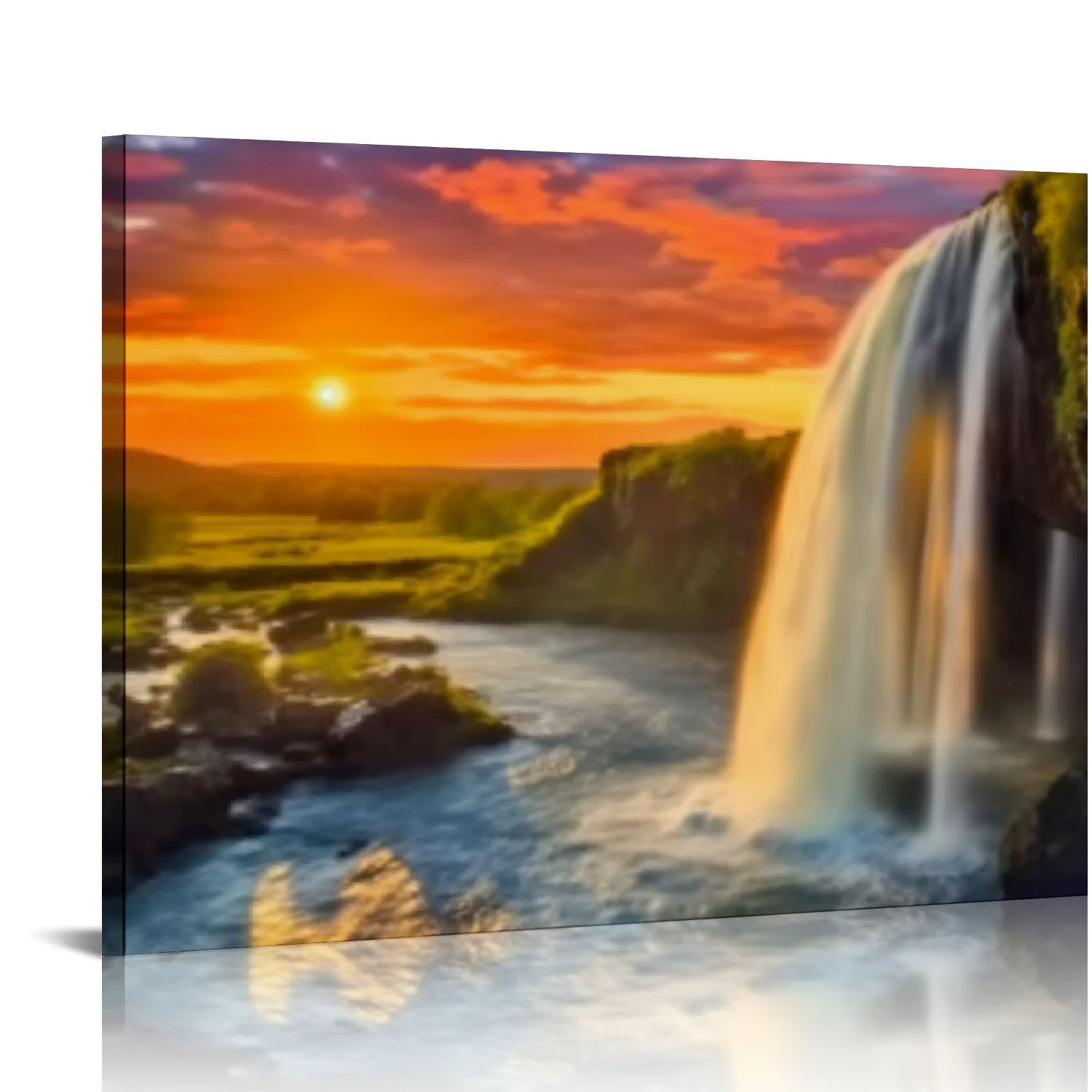 COMIO  Behind The Waterfall seljalandsfoss Waterfall in Iceland Legend Wall Decor Print on Canvas Modern Artwork Living Room Bedroom Painting Art Wall
