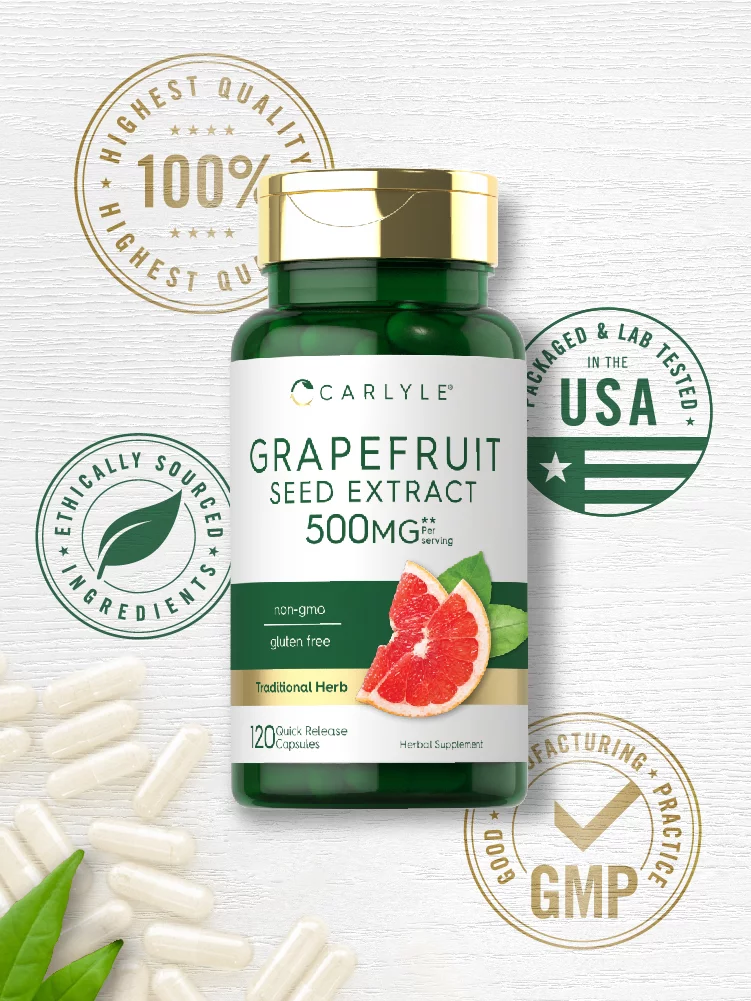 Grapefruit Seed Extract 500 mg | 120 Capsules | Maximum Strength | by Carlyle