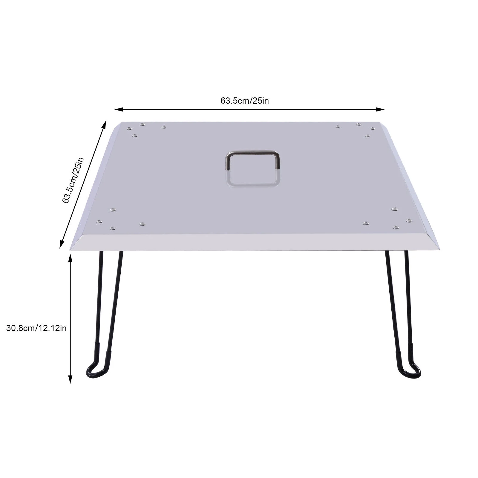 25*25*12.12in Stainless Fire Pit Heat Deflector Square Cover Lid W/ Legs