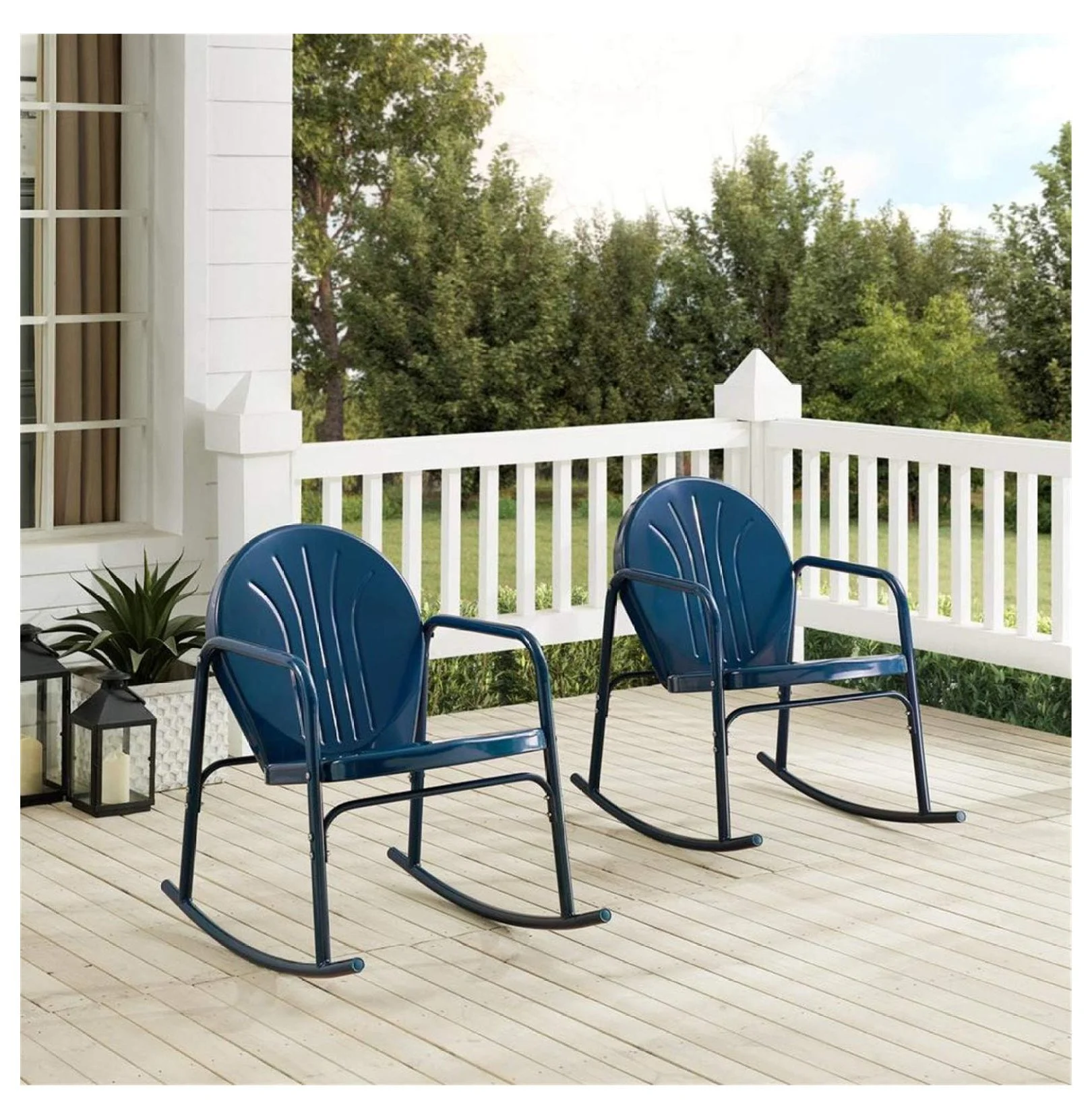 Metal Outdoor Rocking Chairs, Navy Gloss