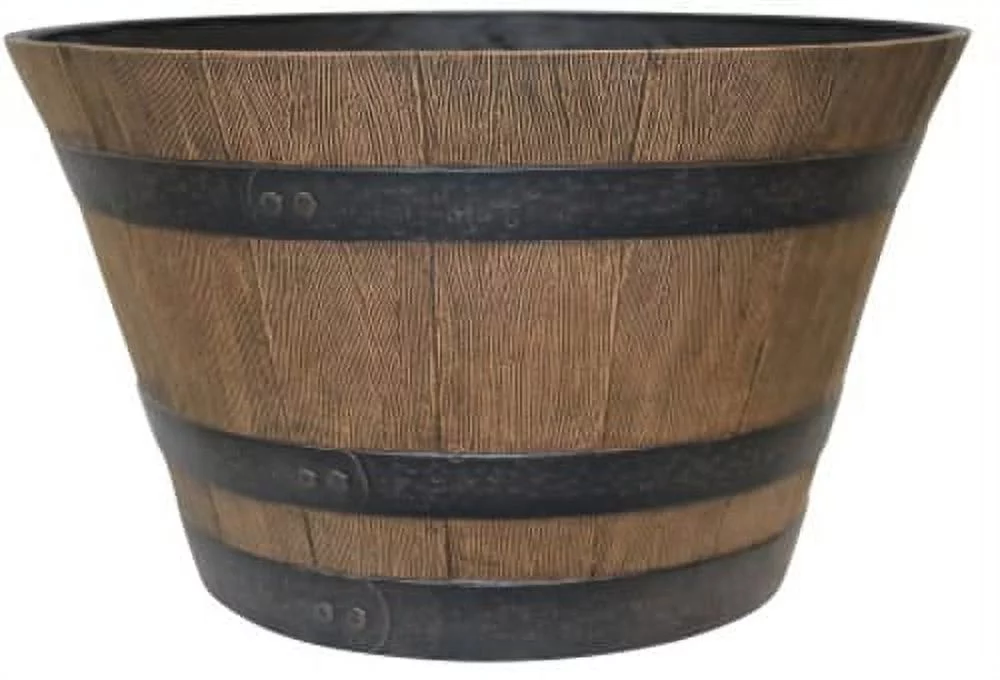 Southern Patio HDR-012221 Whiskey Barrel Planter 13.27 in H Barrel Resin Natural Oak