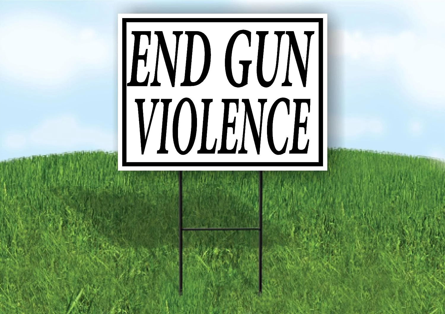 Work House Signs Single Sided Sign END Gun Violence Black Border Yard Sign Road Sign with Stand