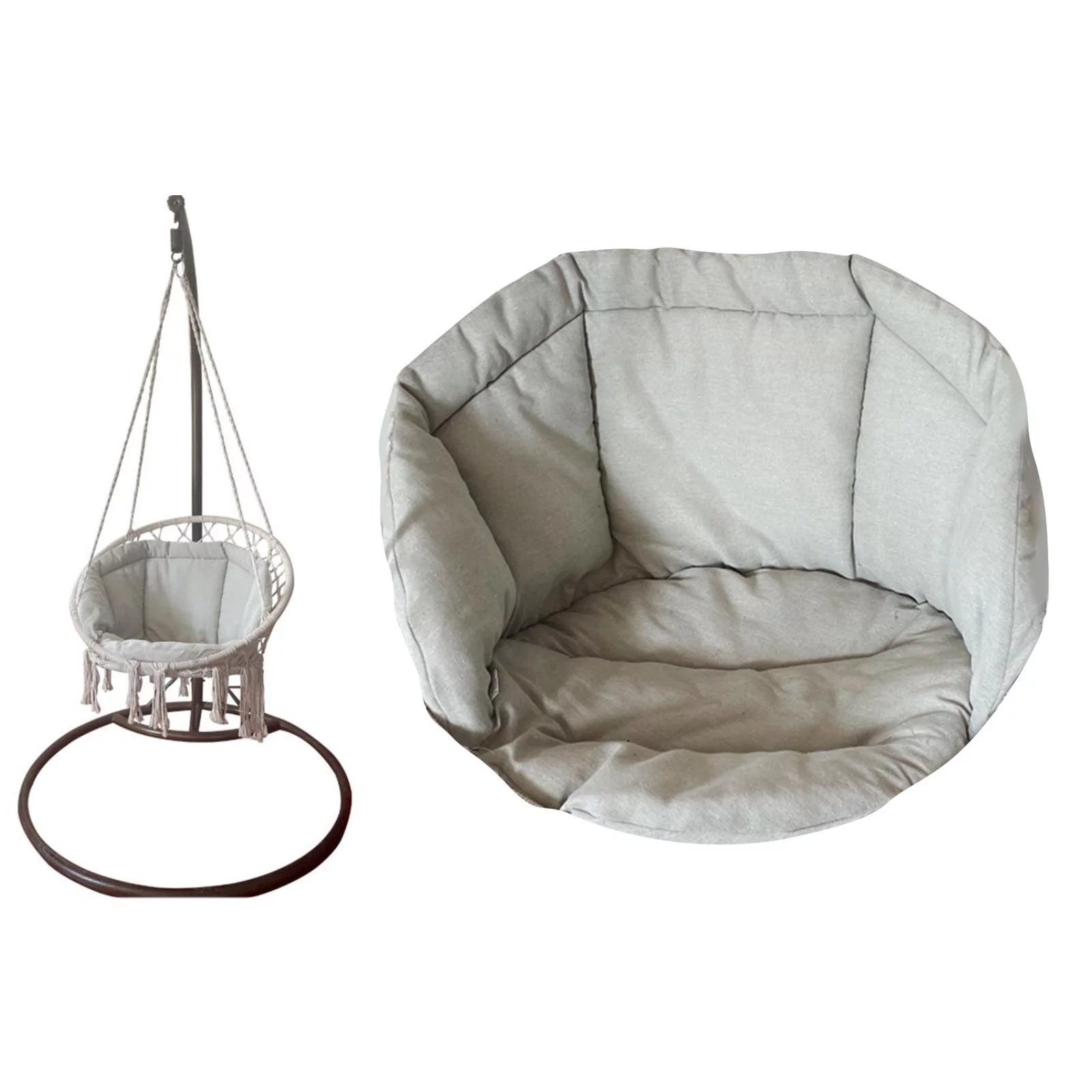 CUTICATE Swing Chair Seat Cushion Garden Rocking Hammock Cradle Pads Wicker Tear Drop Hanging Chair Home Bedroom Yard Deck Gray
