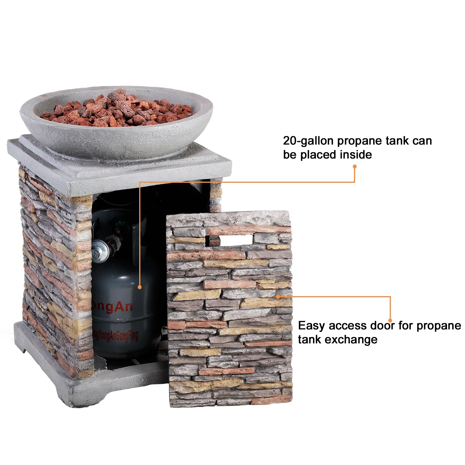 Claire and Barry OULU Collection Patio Set (2 chairs + 1 fire pit column)